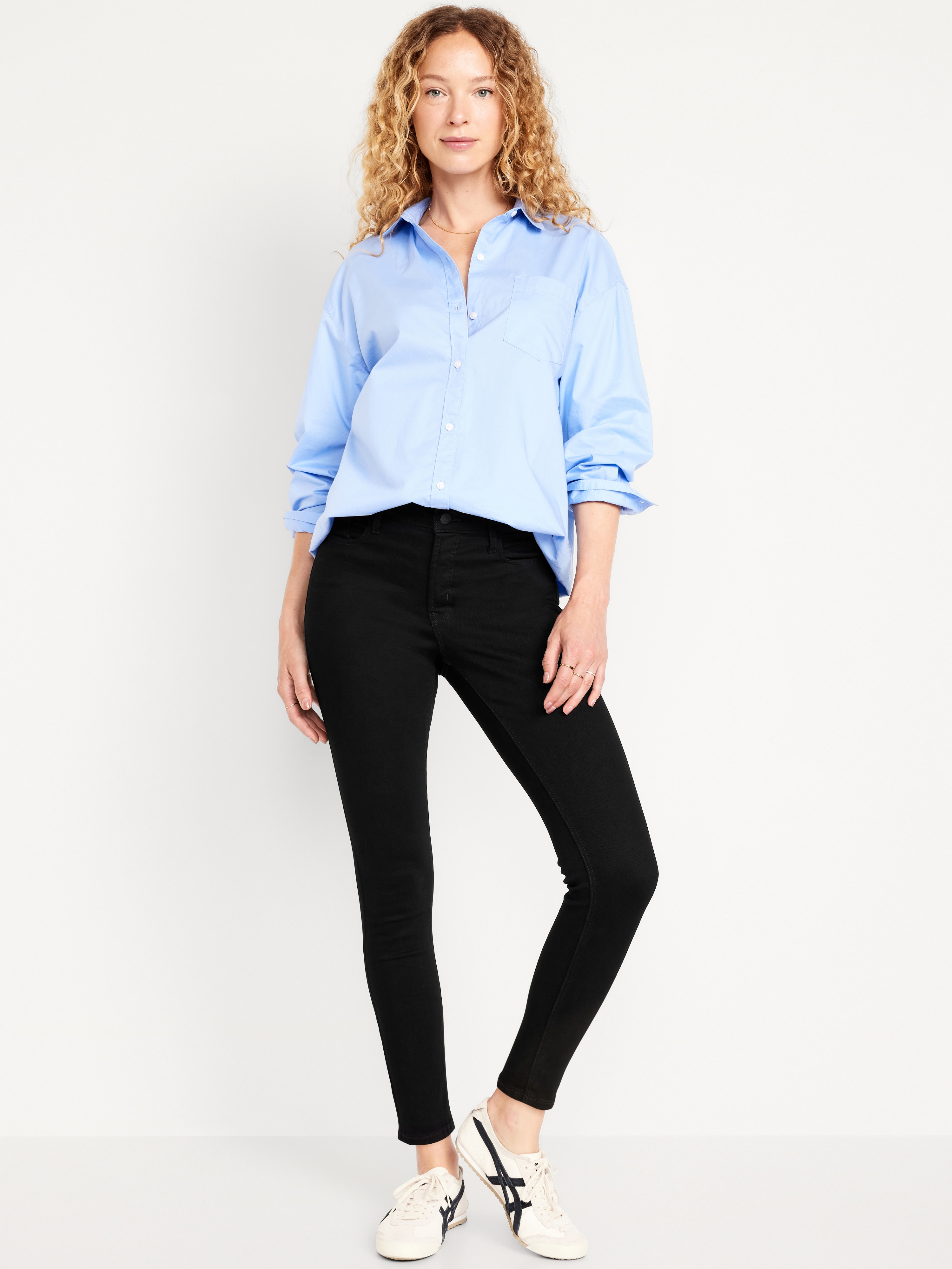 High-Waisted Rockstar Super-Skinny Jeans - Black Wash - 1