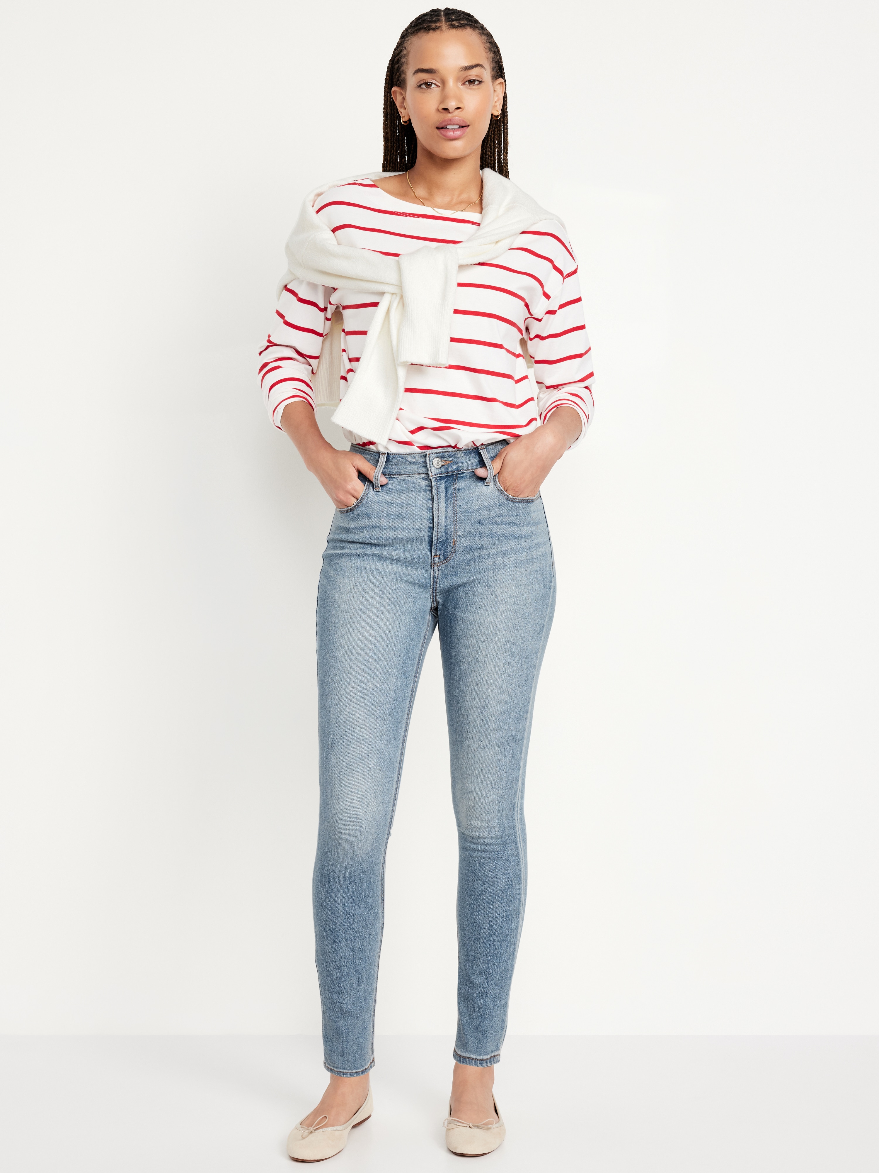 High-Waisted Wow Super-Skinny Jeans - Light Wash - 1