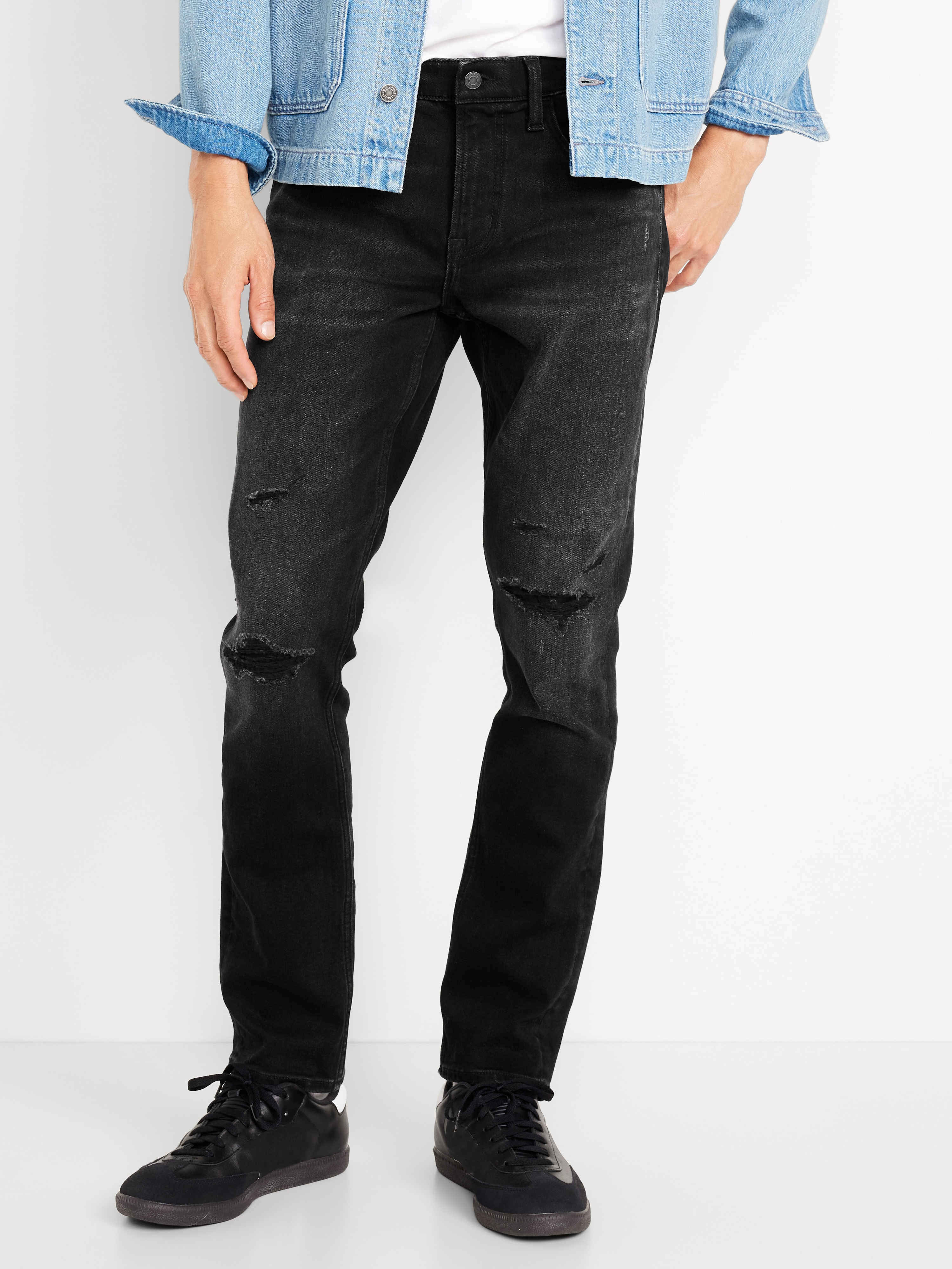Slim 360° Tech Stretch Performance Jeans - Ripped Black Wash - 1