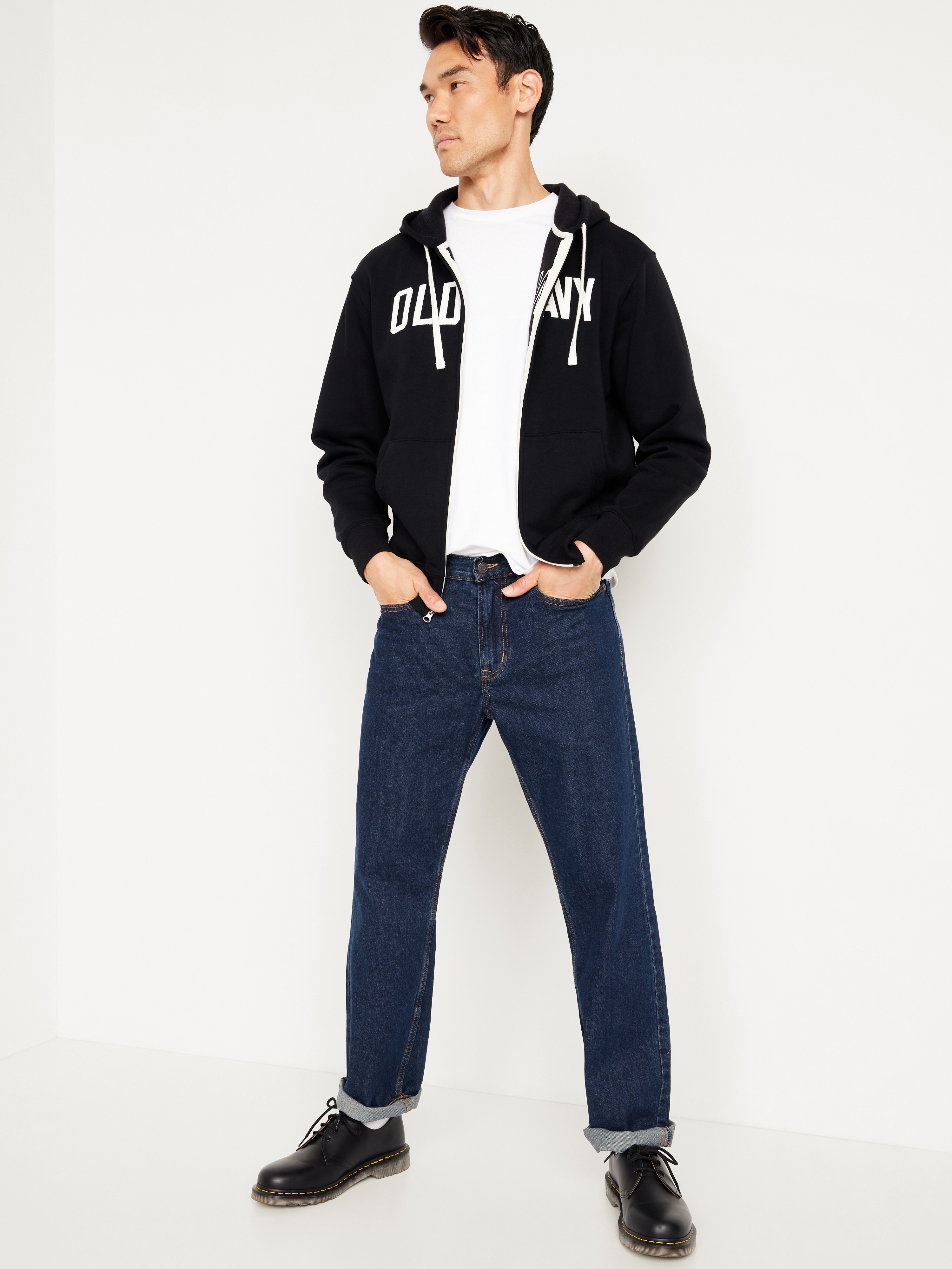 Loose Logo Zip Hoodie - Black Jack - 3