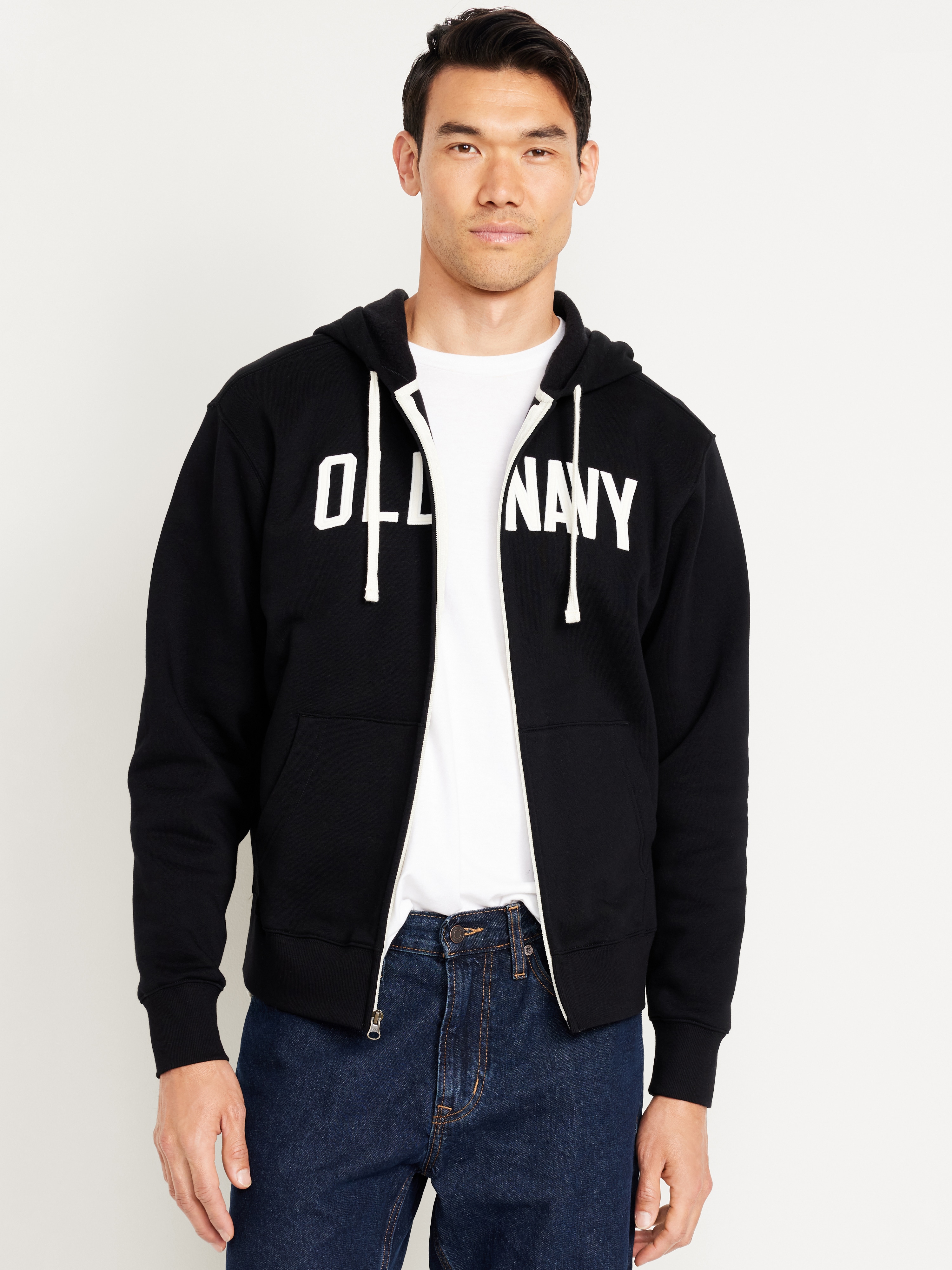 Loose Logo Zip Hoodie - Black Jack - 1