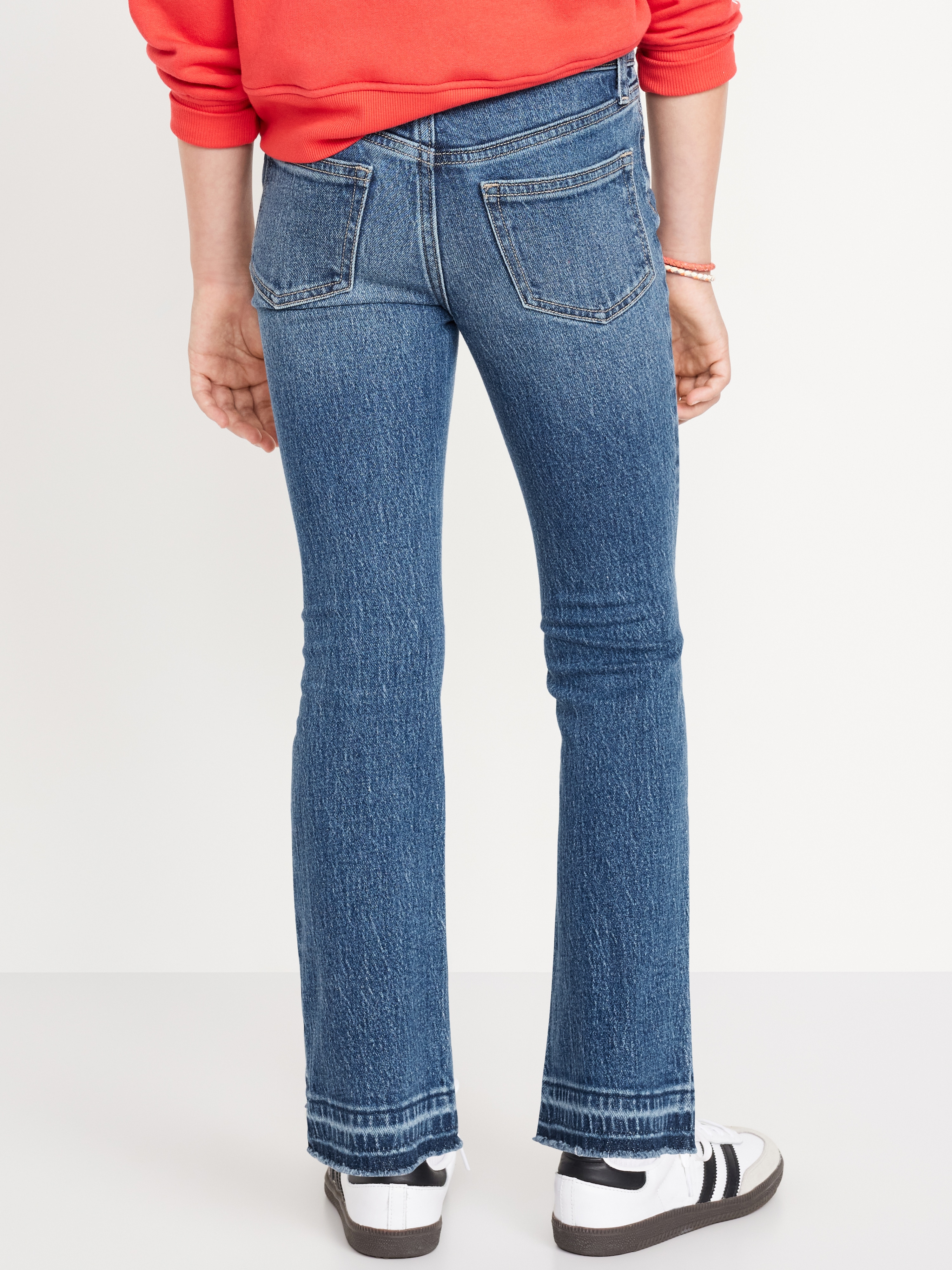 Printed High-Waisted Flare-Leg Jeans for Girls - Medium Wash - 2