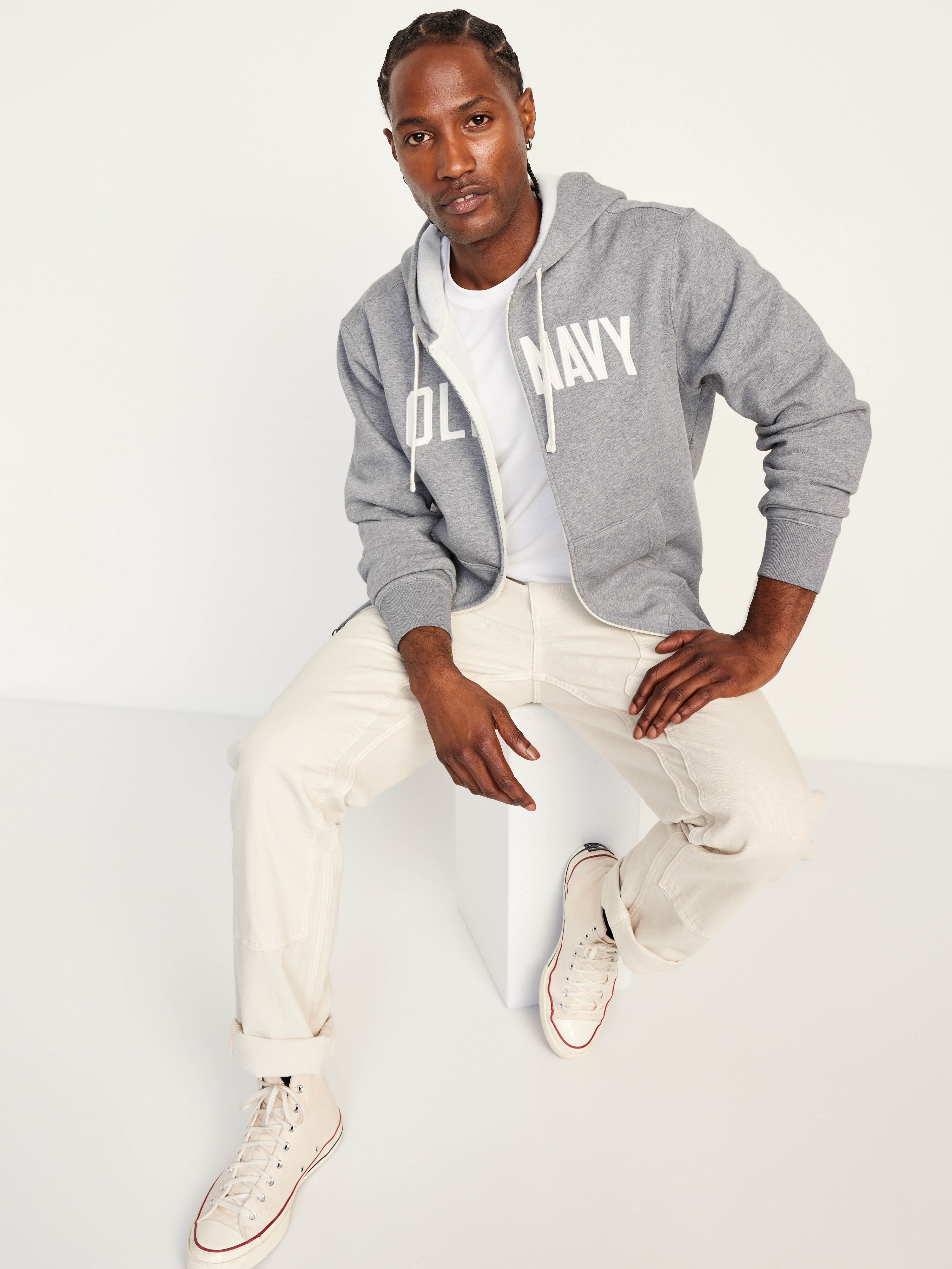 Loose Logo Zip Hoodie - Dark Heather Gray - 3