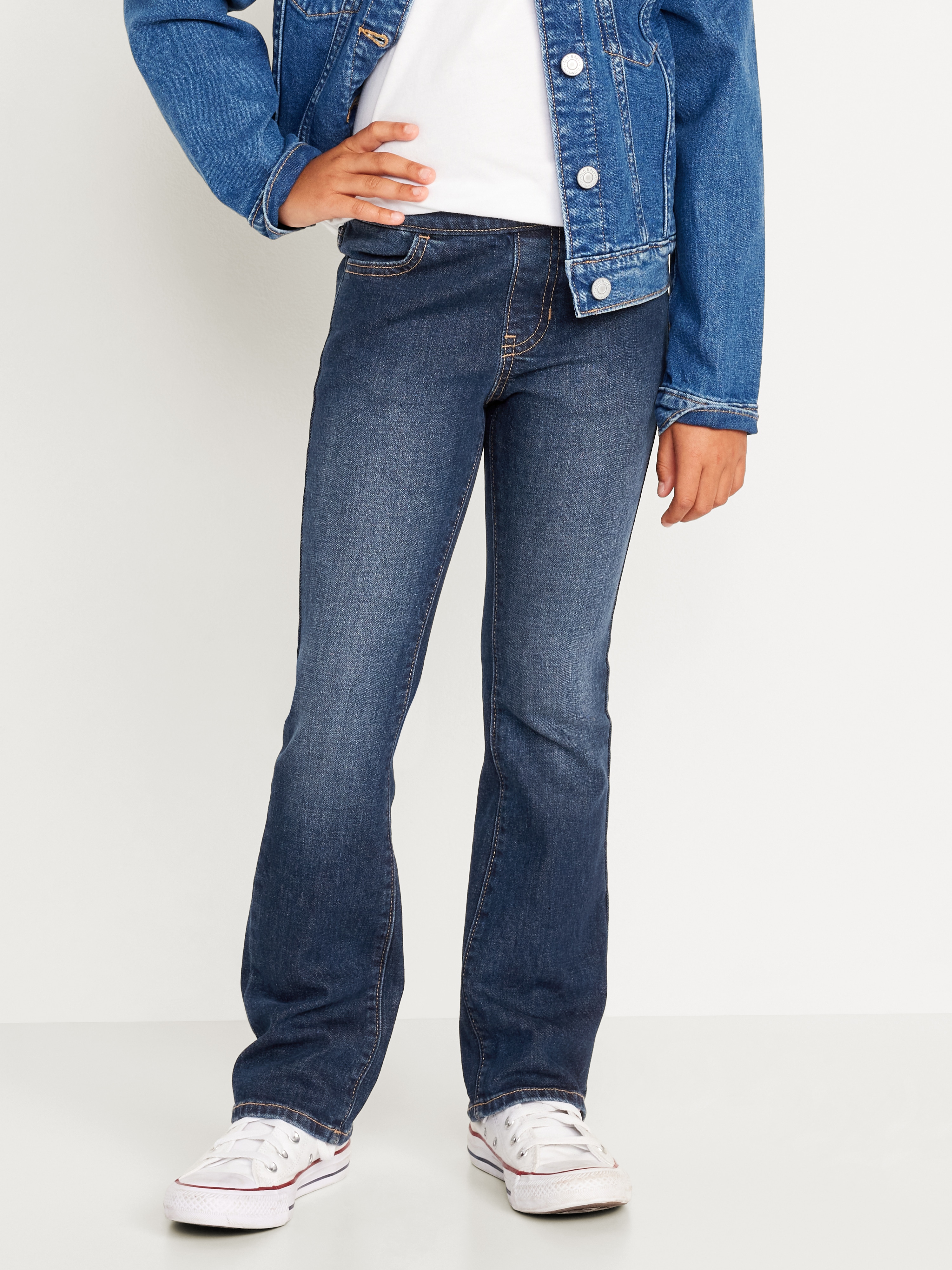 Wow Boot-Cut Pull-On Jeans for Girls - Dark Wash - 1