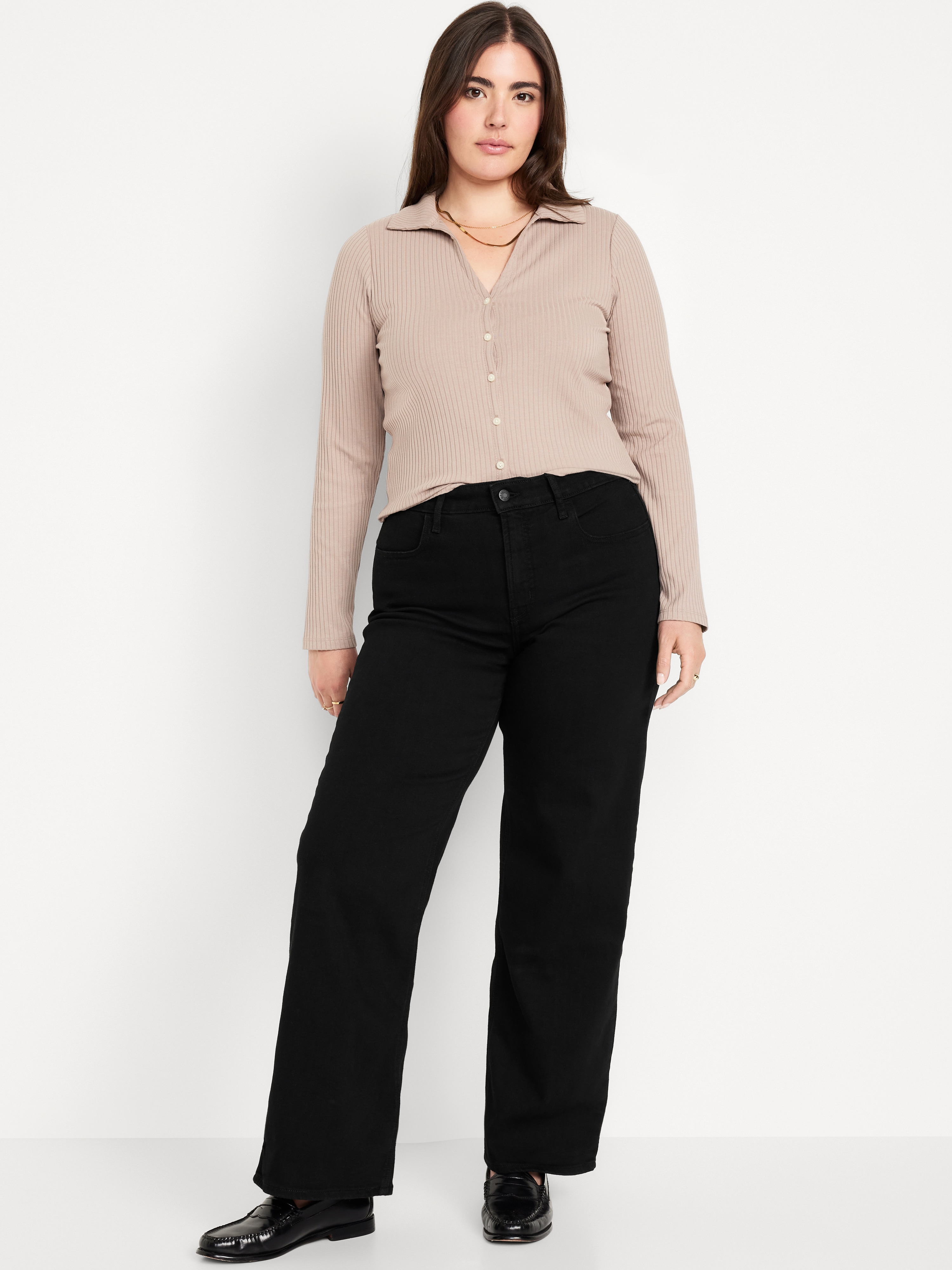 High-Waisted Wow Wide-Leg Jeans - Black Jack - 4