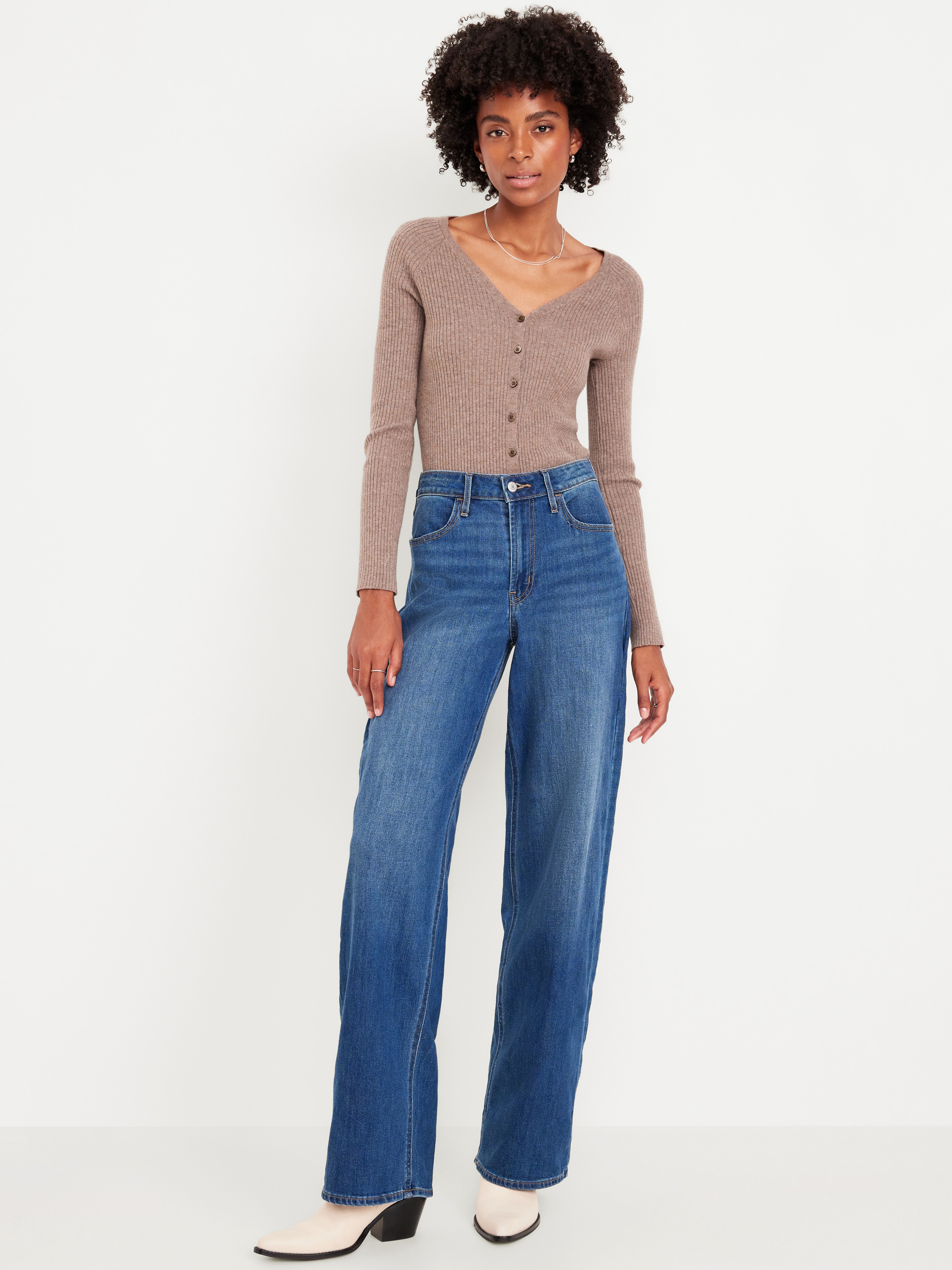 High-Waisted Wow Wide-Leg Jeans - Medium Wash - 1