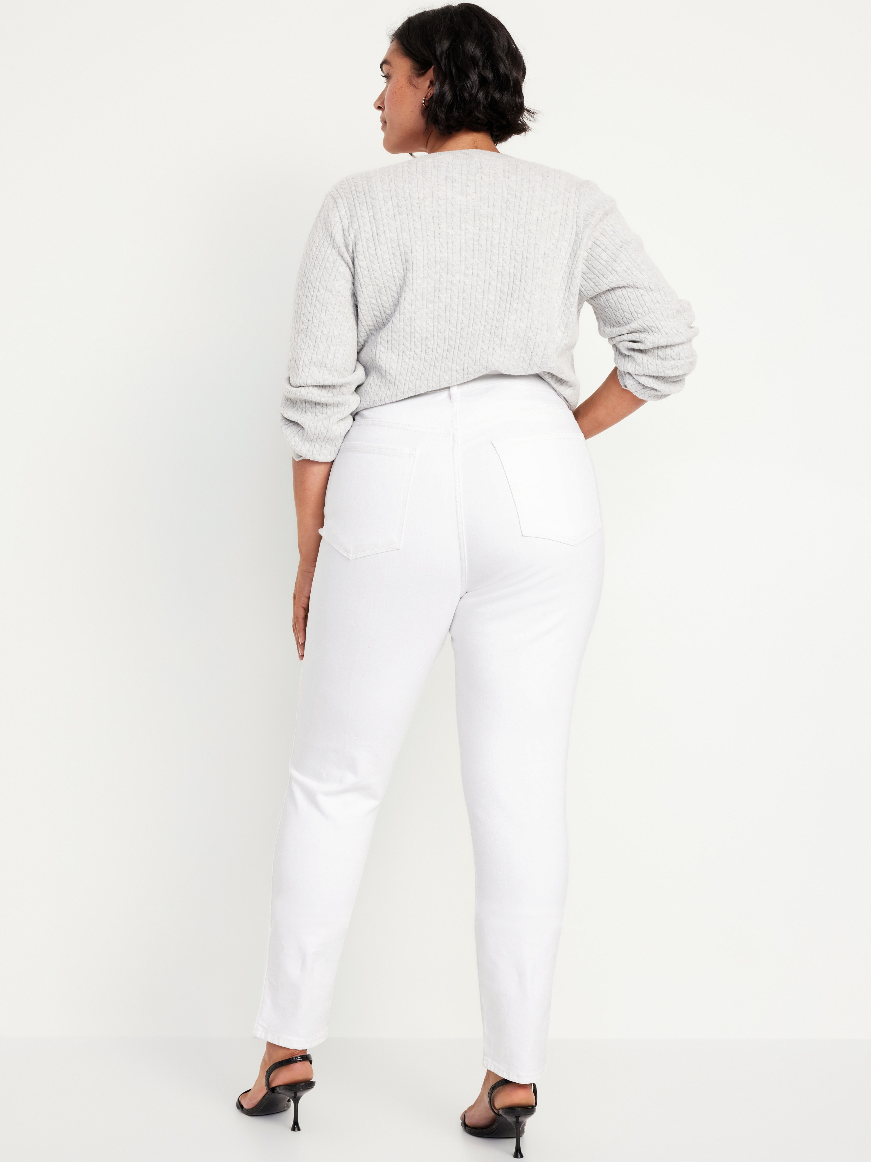High-Waisted Vintage Slim Jeans - White Wash - 7