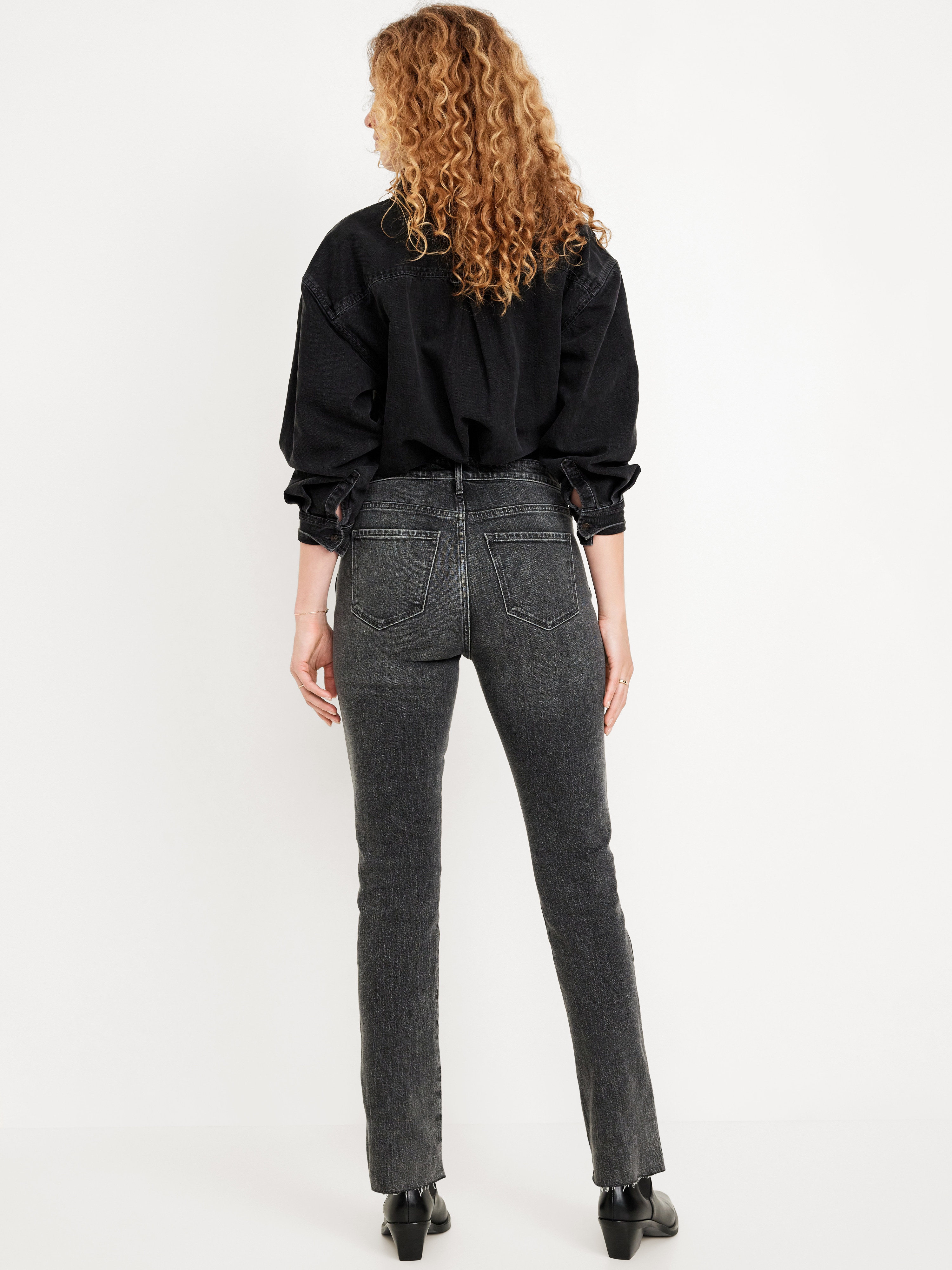 High-Waisted Vintage Slim Jeans - Faded Black Wash - 3