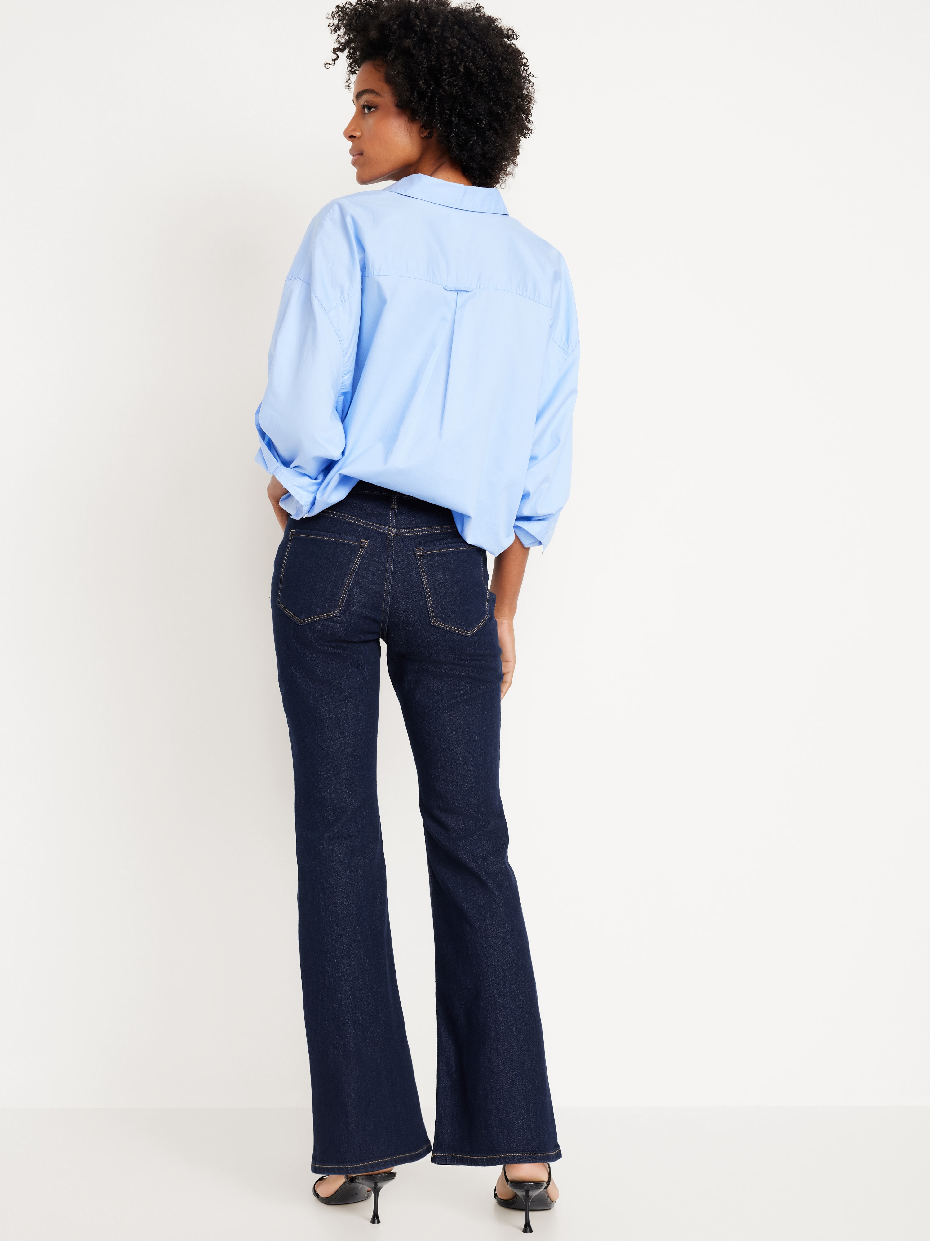 High-Waisted Wow Flare Jeans - Dark Wash - 3