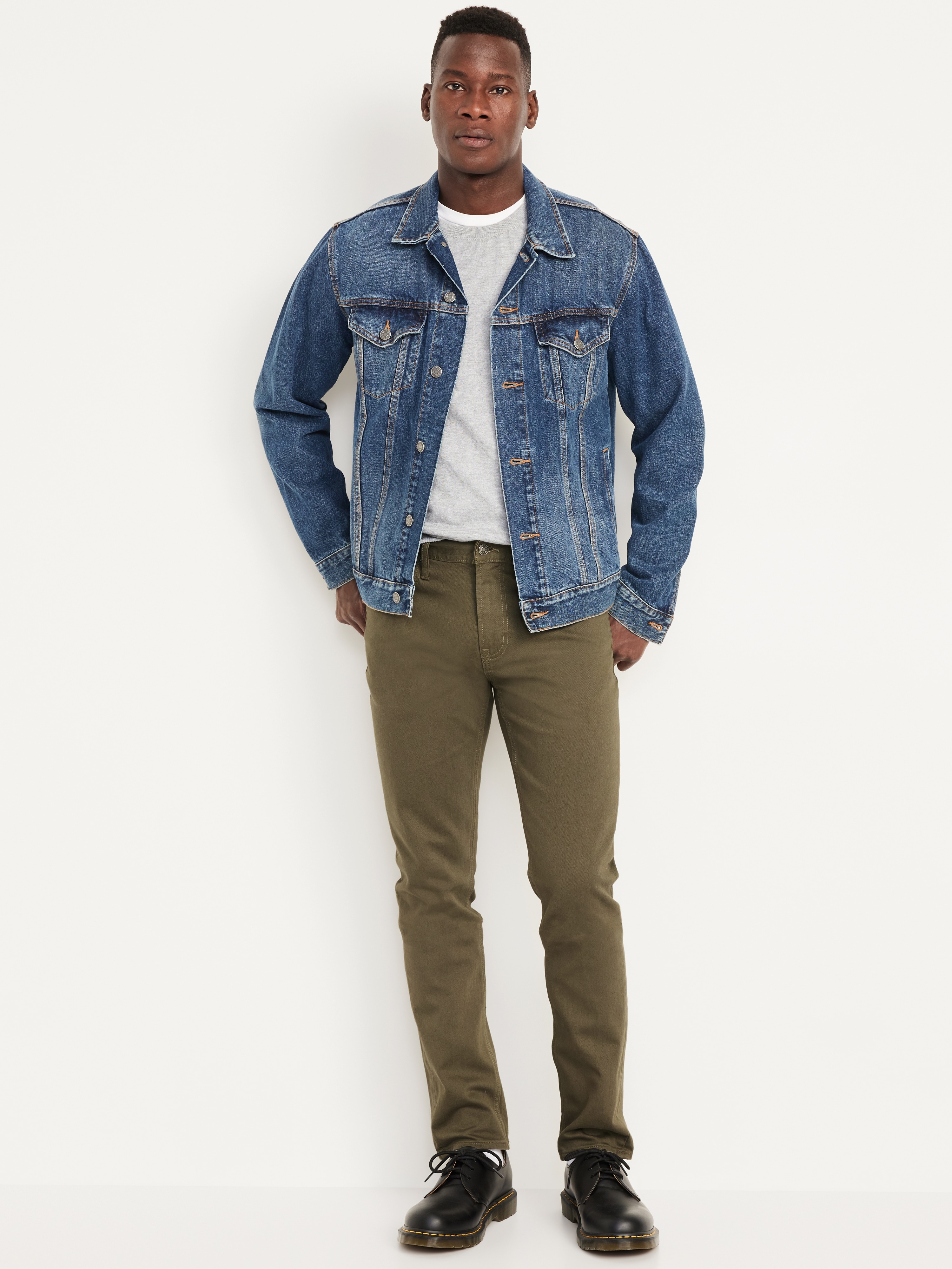 Slim Built-In Flex Five-Pocket Pants - Olive - 3