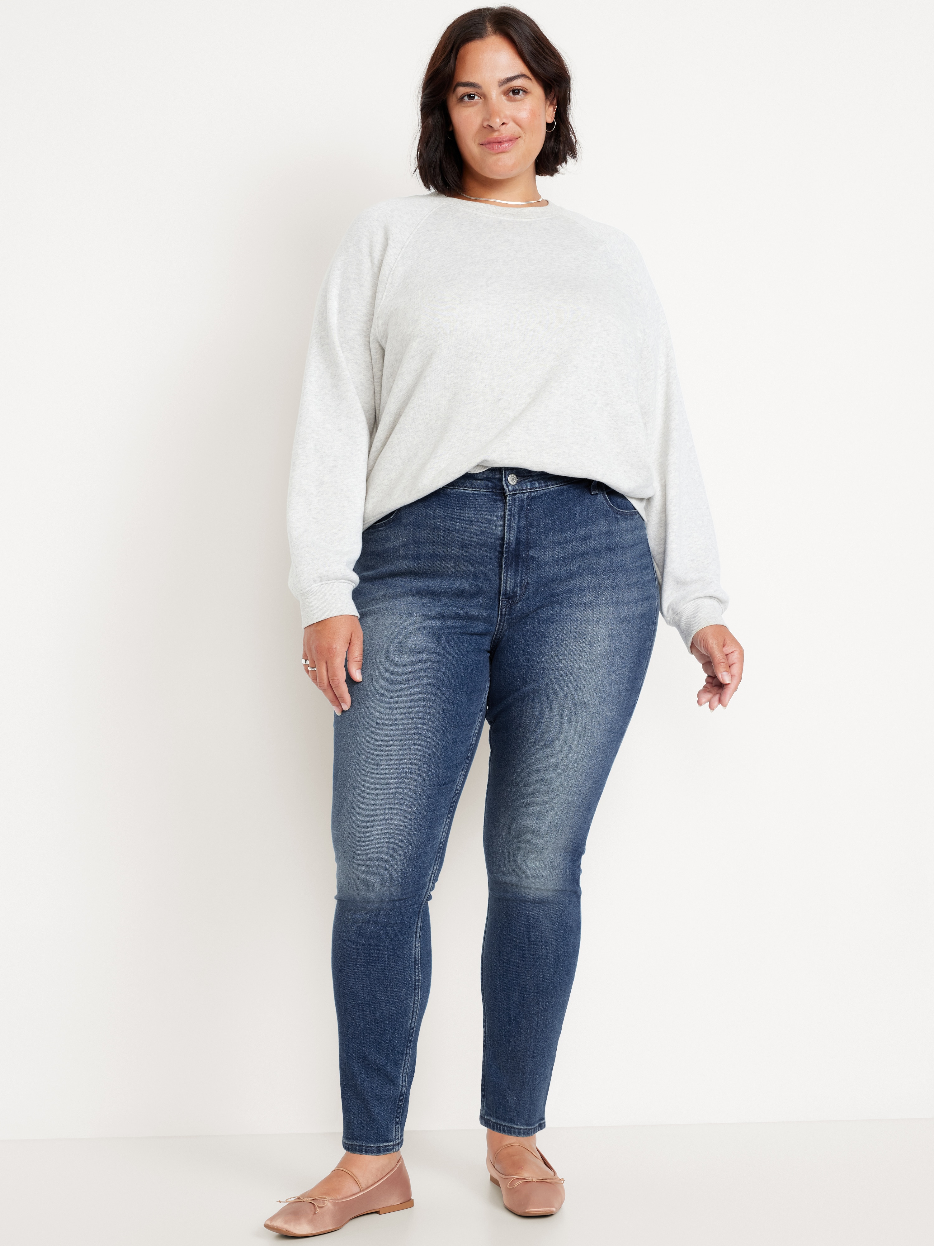 High-Waisted Wow Super-Skinny Jeans - Dark Wash - 7