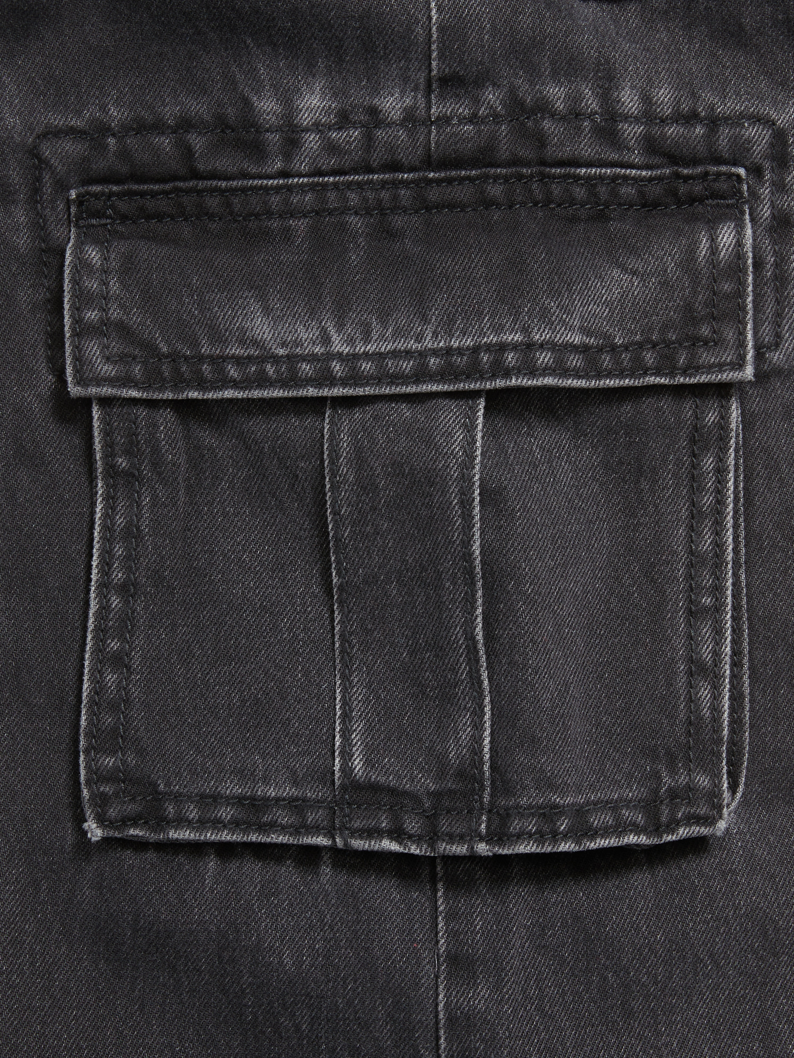 High-Waisted Super Baggy Wide-Leg Cargo Jeans for Girls - Black Wash - 5