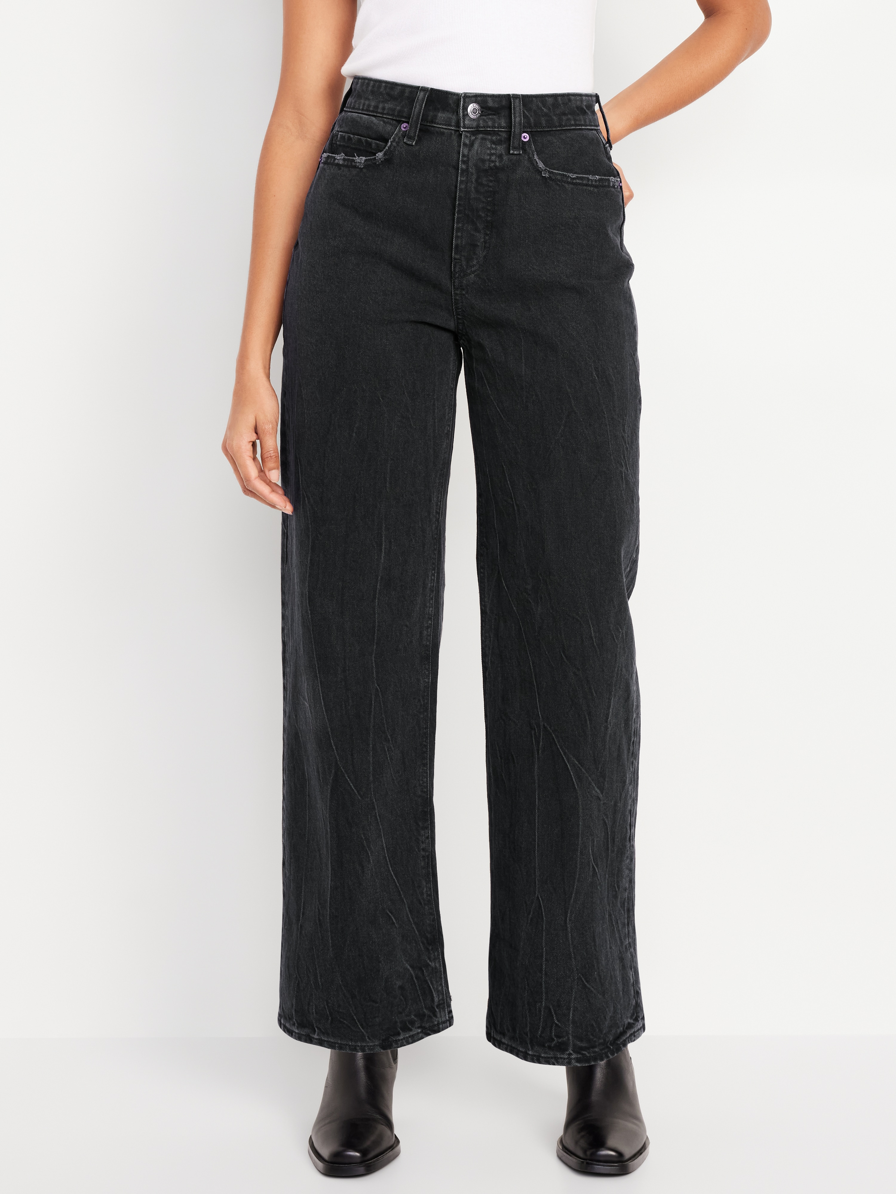 Curvy Extra High-Waisted Wide-Leg Jeans - Black Wash - 2