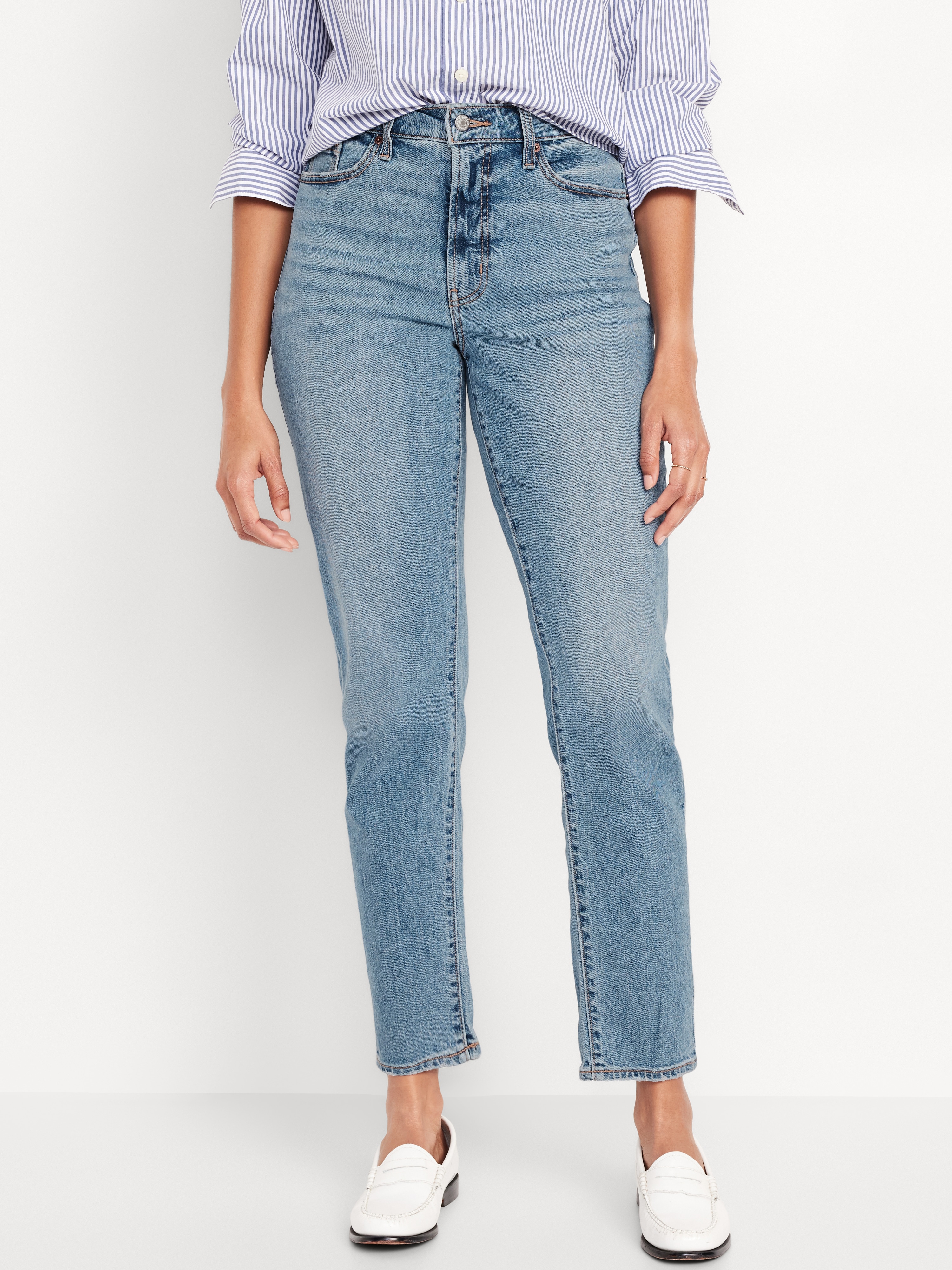 Curvy High-Waisted OG Straight Ankle Jeans - Faded Light Wash - 2