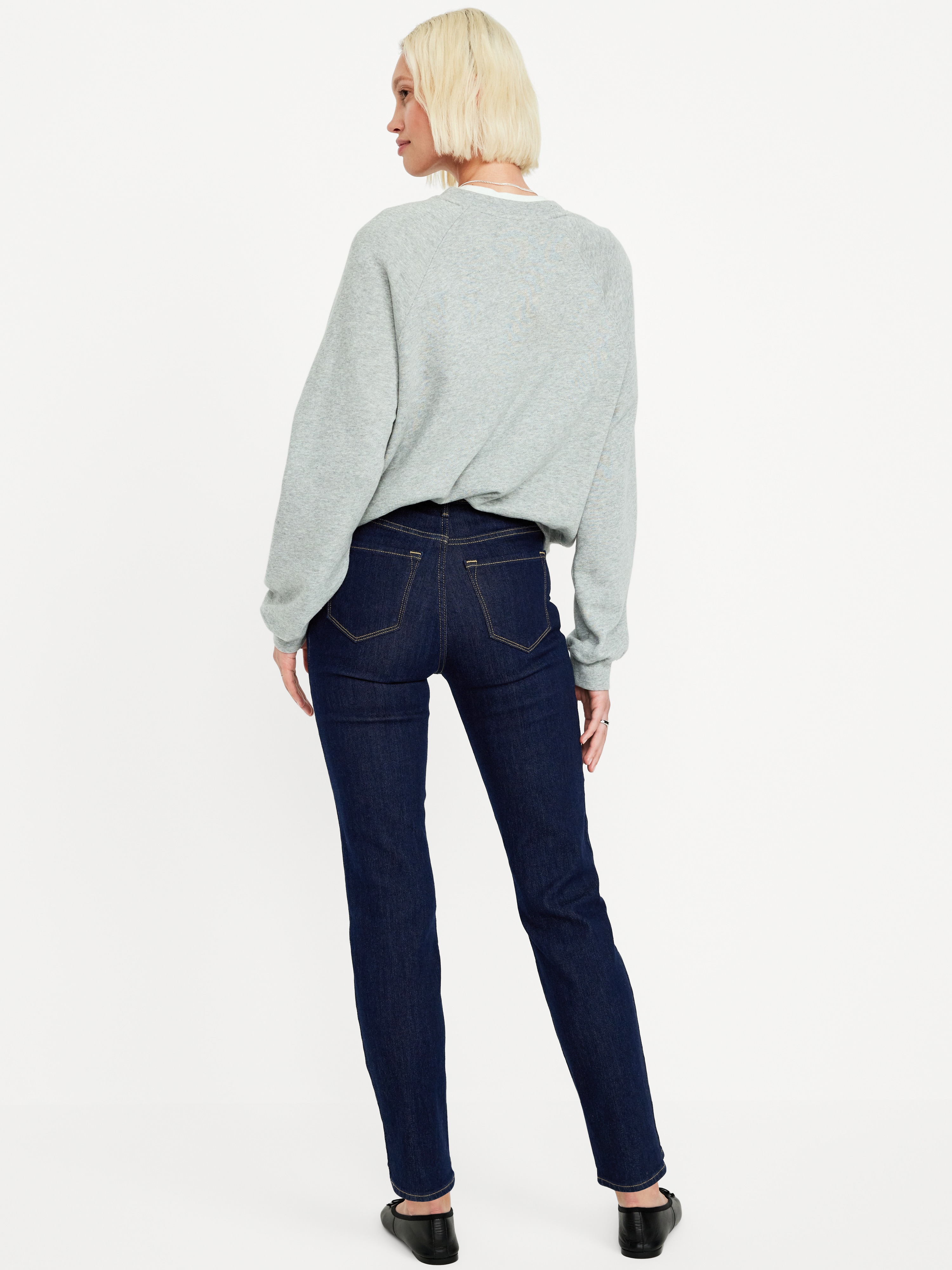 High-Waisted Wow Straight Ankle Jeans - Dark Wash - 4