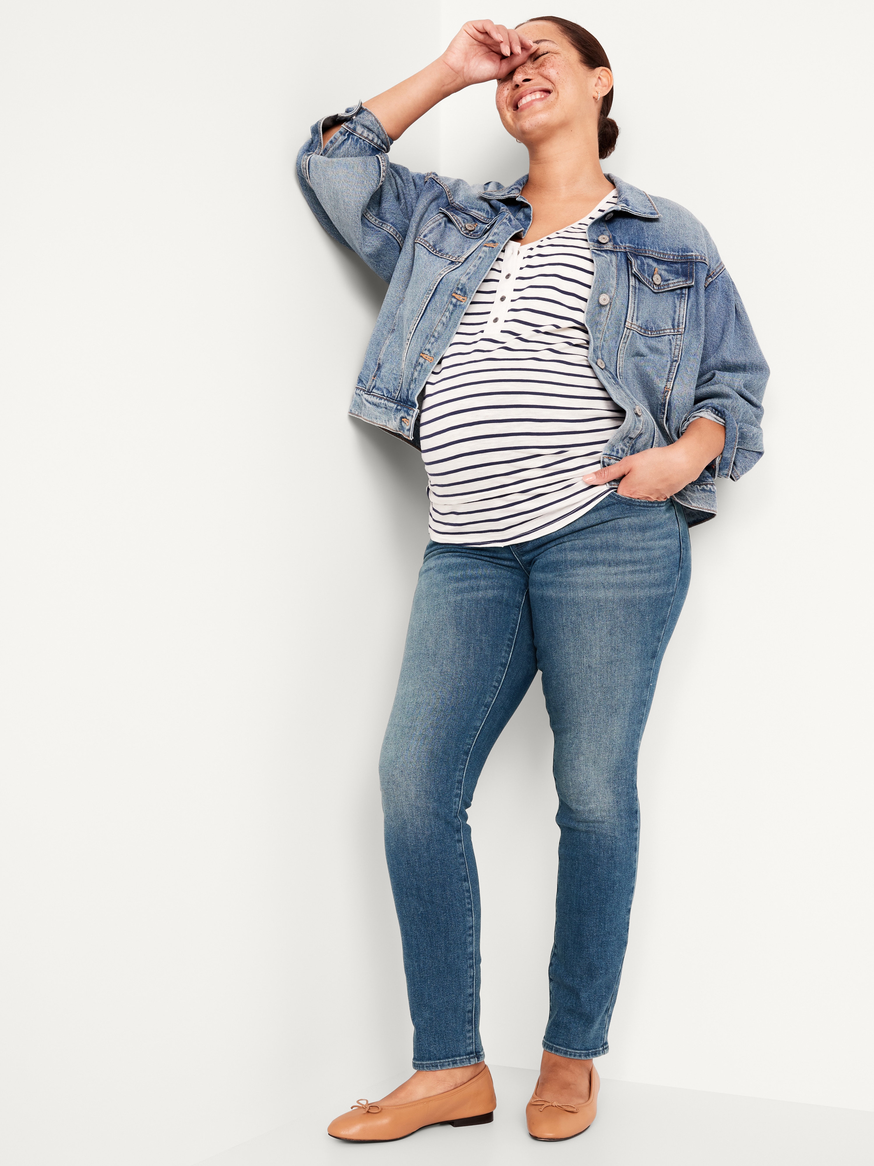 Maternity Full-Panel Wow Straight Jeans - Campeche - 1