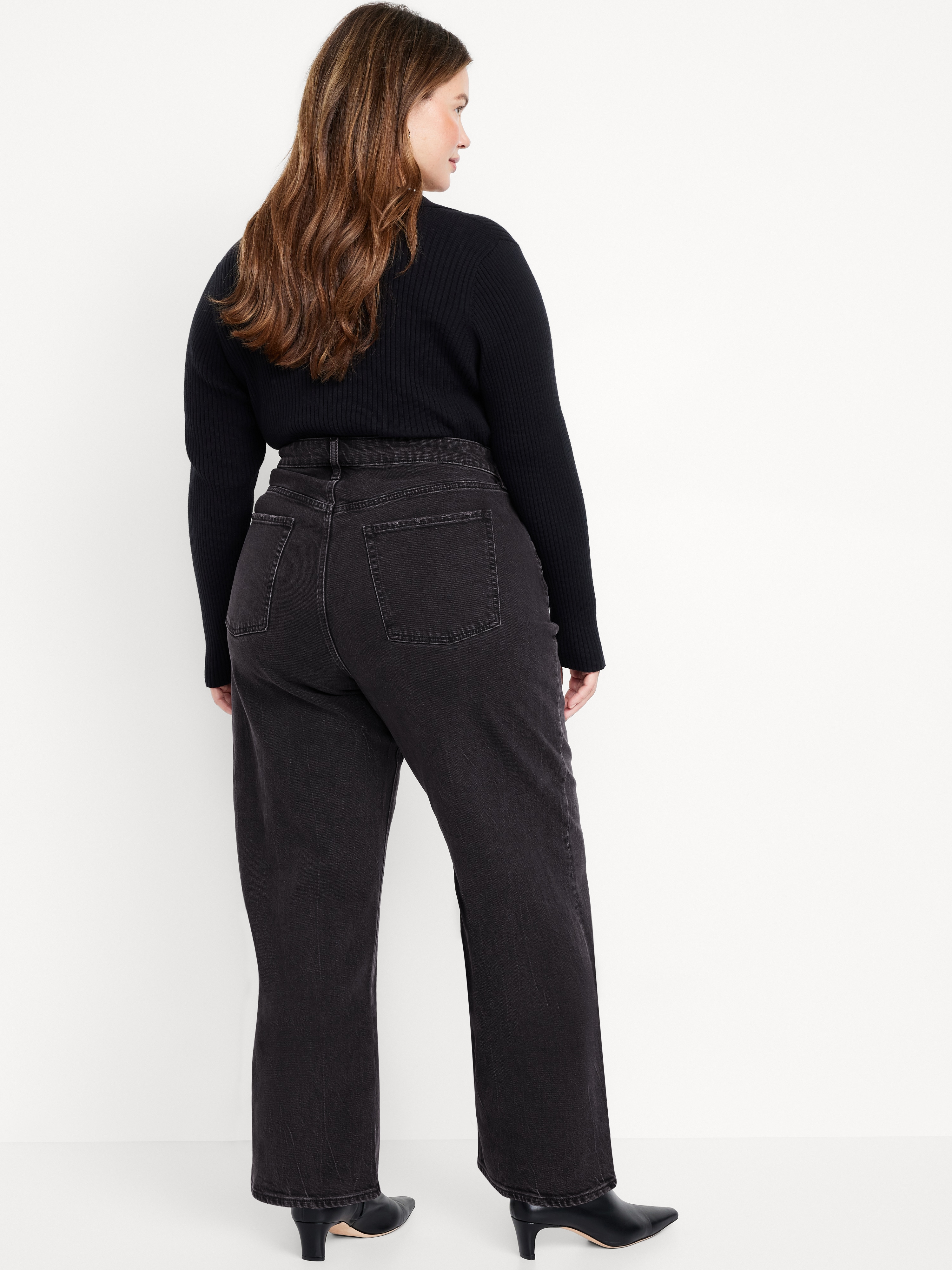 Curvy Extra High-Waisted Wide-Leg Jeans - Black Wash - 7