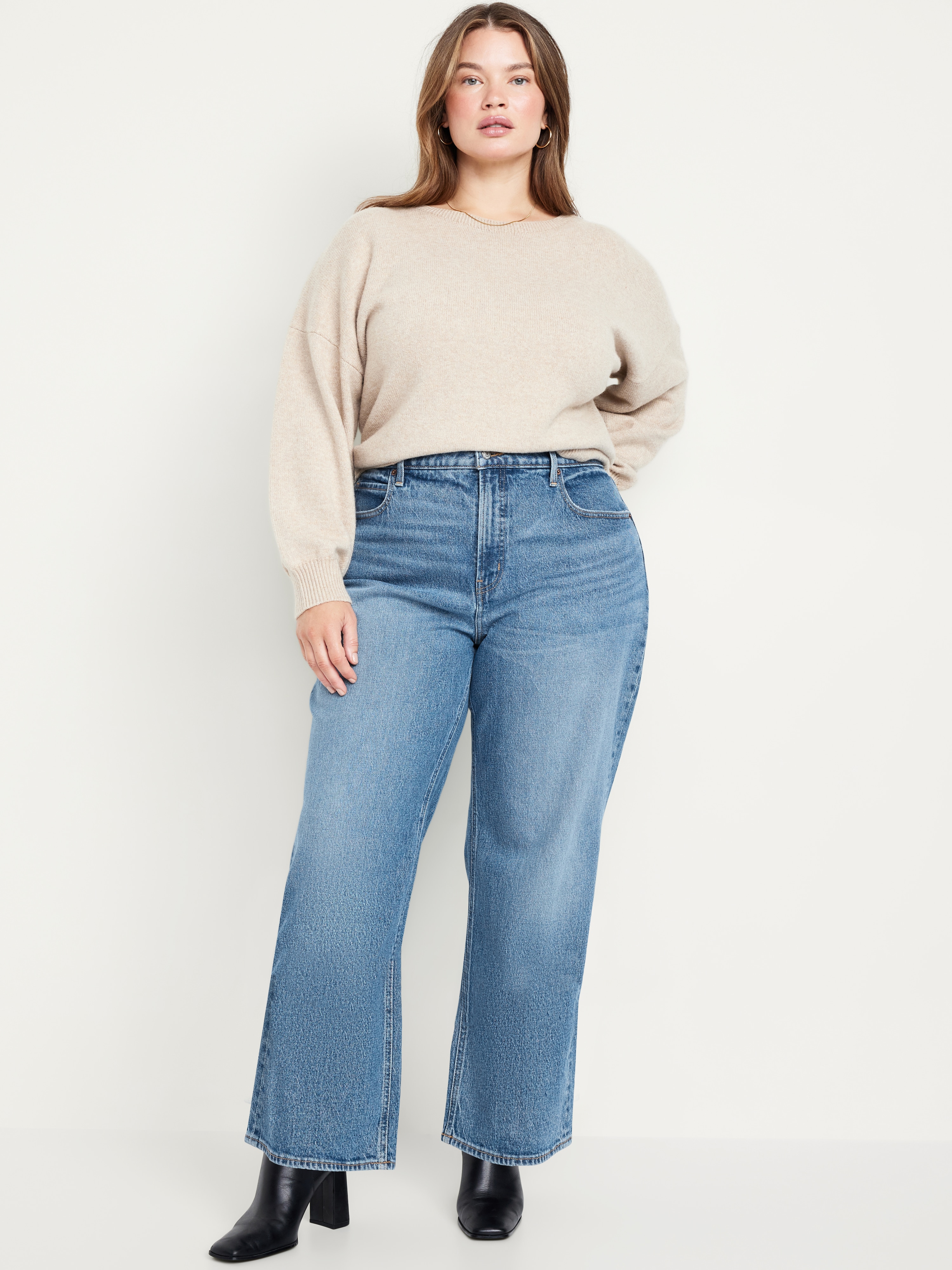 Curvy Extra High-Waisted Wide-Leg Jeans - Medium Wash - 6