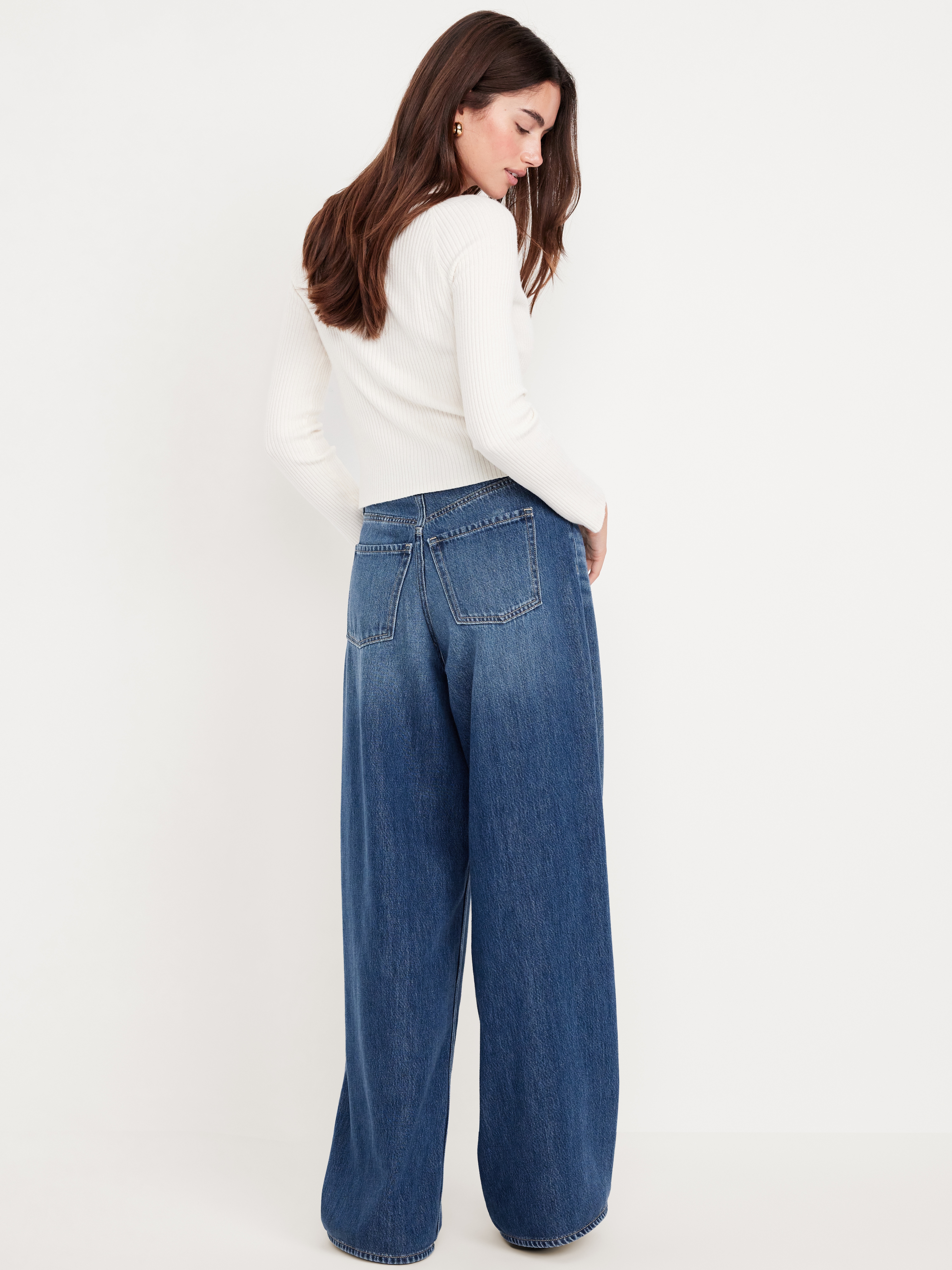 High-Waisted Baggy Wide-Leg Jeans - Medium Wash - 3