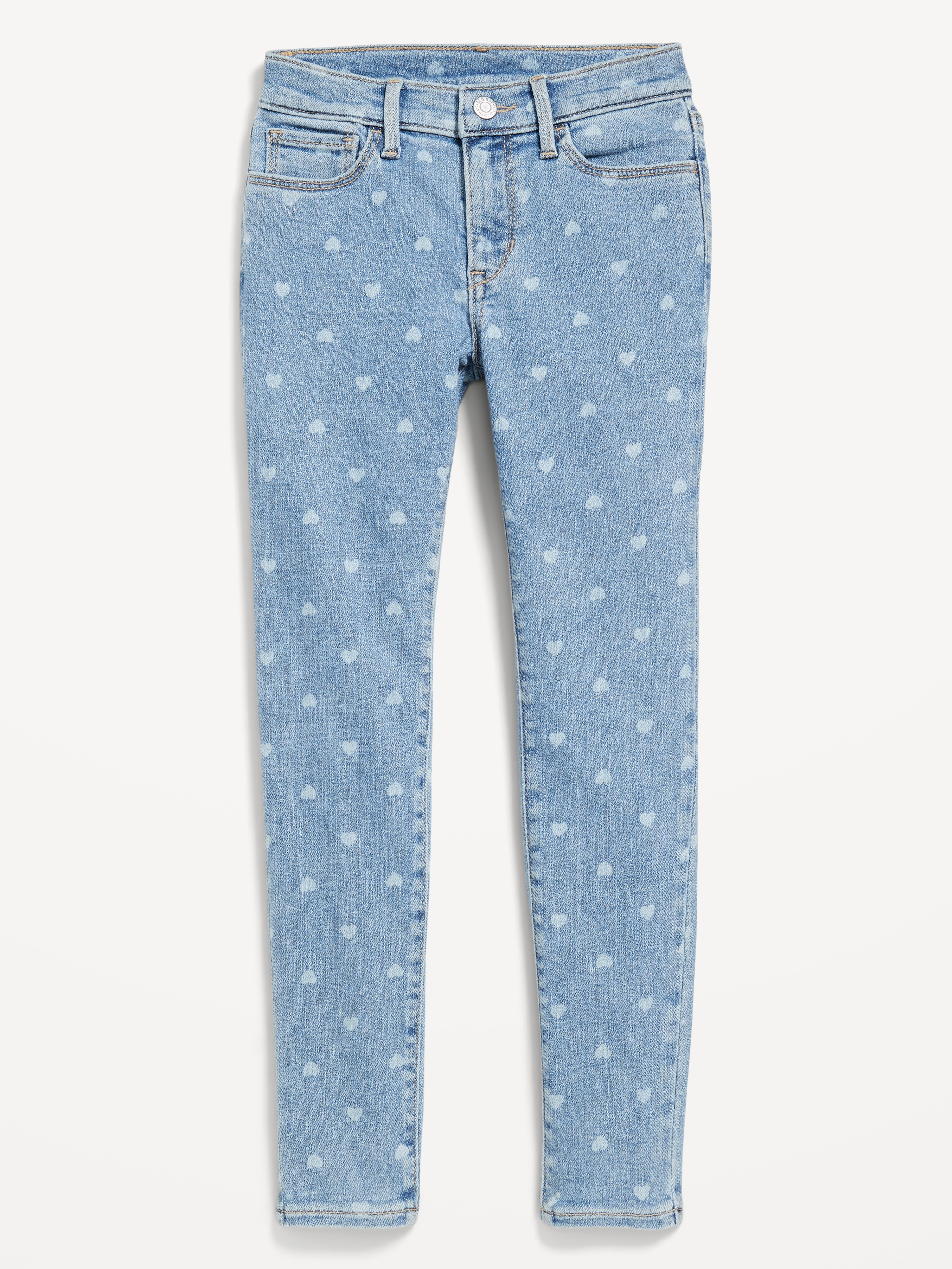 High-Waisted Embroidered Rockstar 360° Stretch Jeggings for Girls - Hearts - 4
