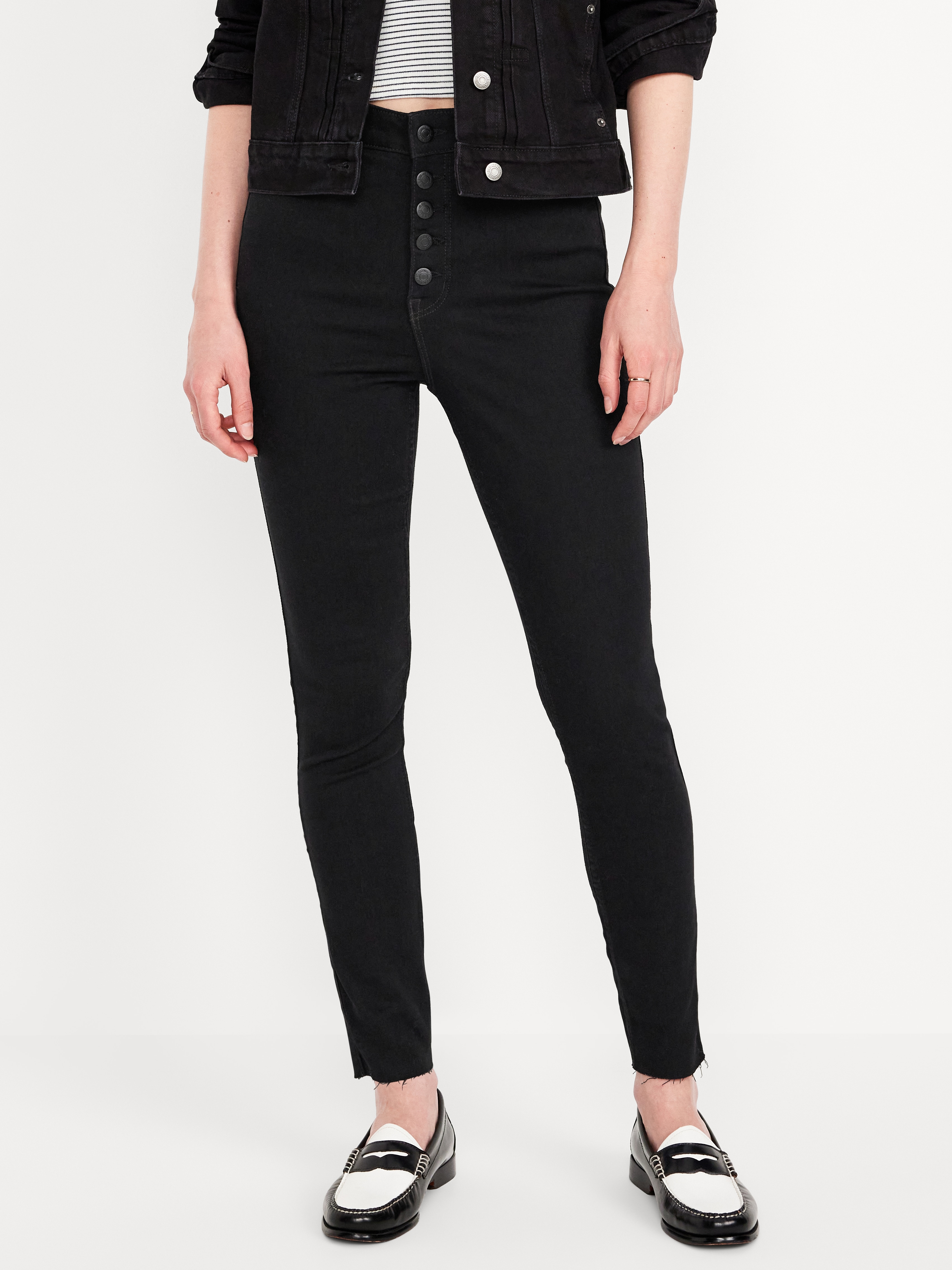 Extra High-Waisted Rockstar 360° Stretch Super-Skinny Jeans - Black Wash - 2
