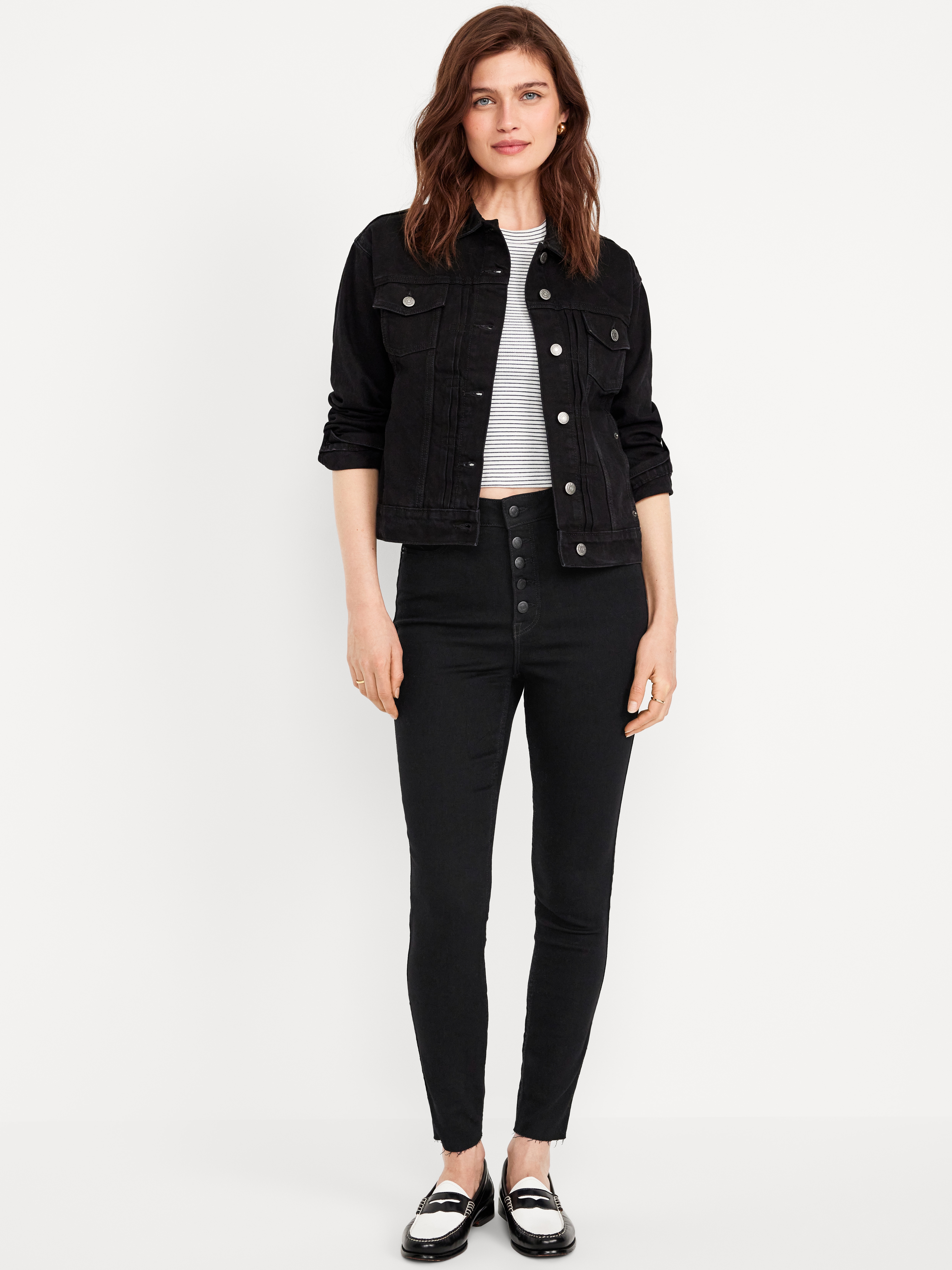 Extra High-Waisted Rockstar 360° Stretch Super-Skinny Jeans - Black Wash - 1