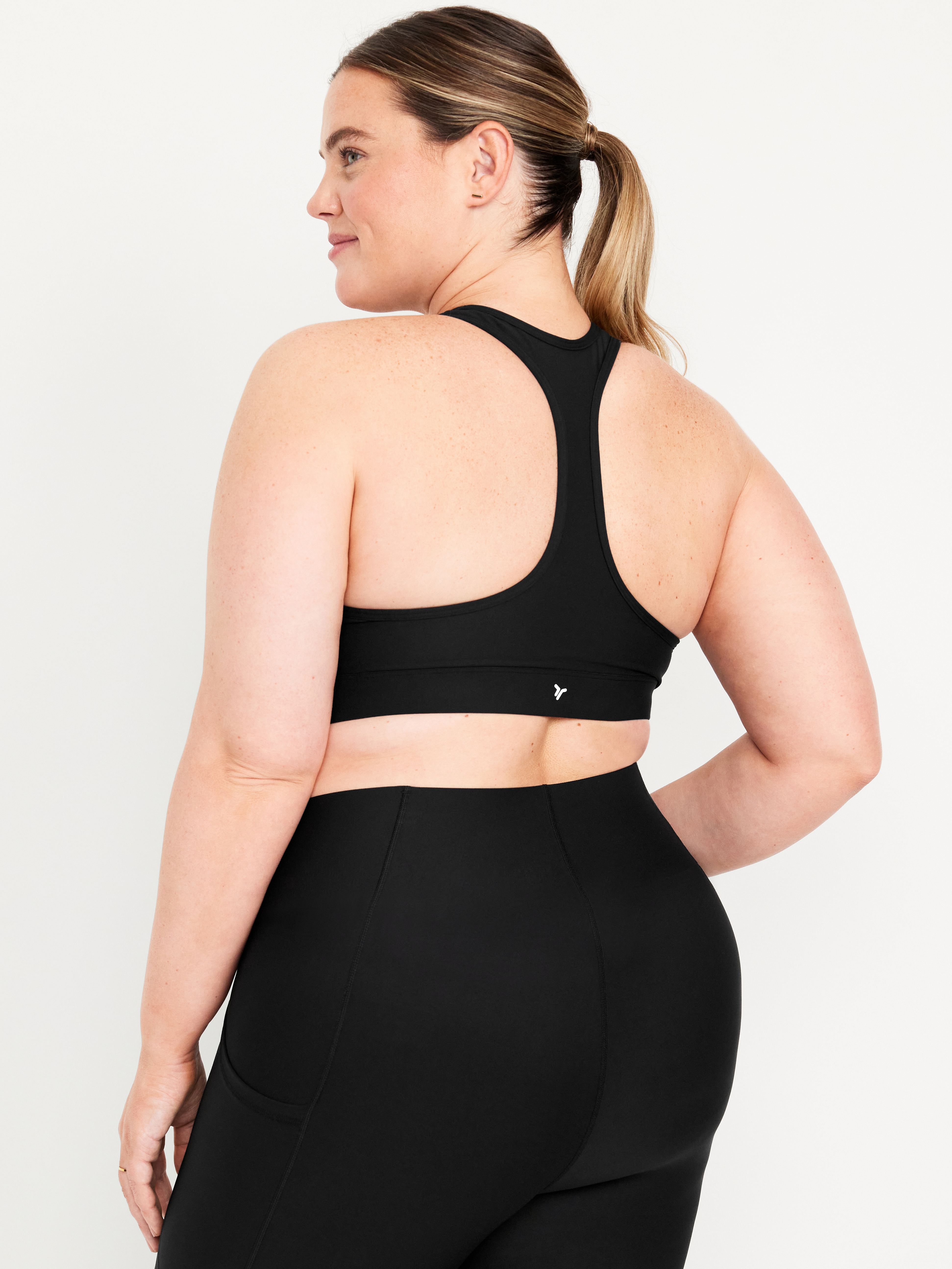 Medium Support PowerSoft Racerback Sports Bra - Black Jack - 8