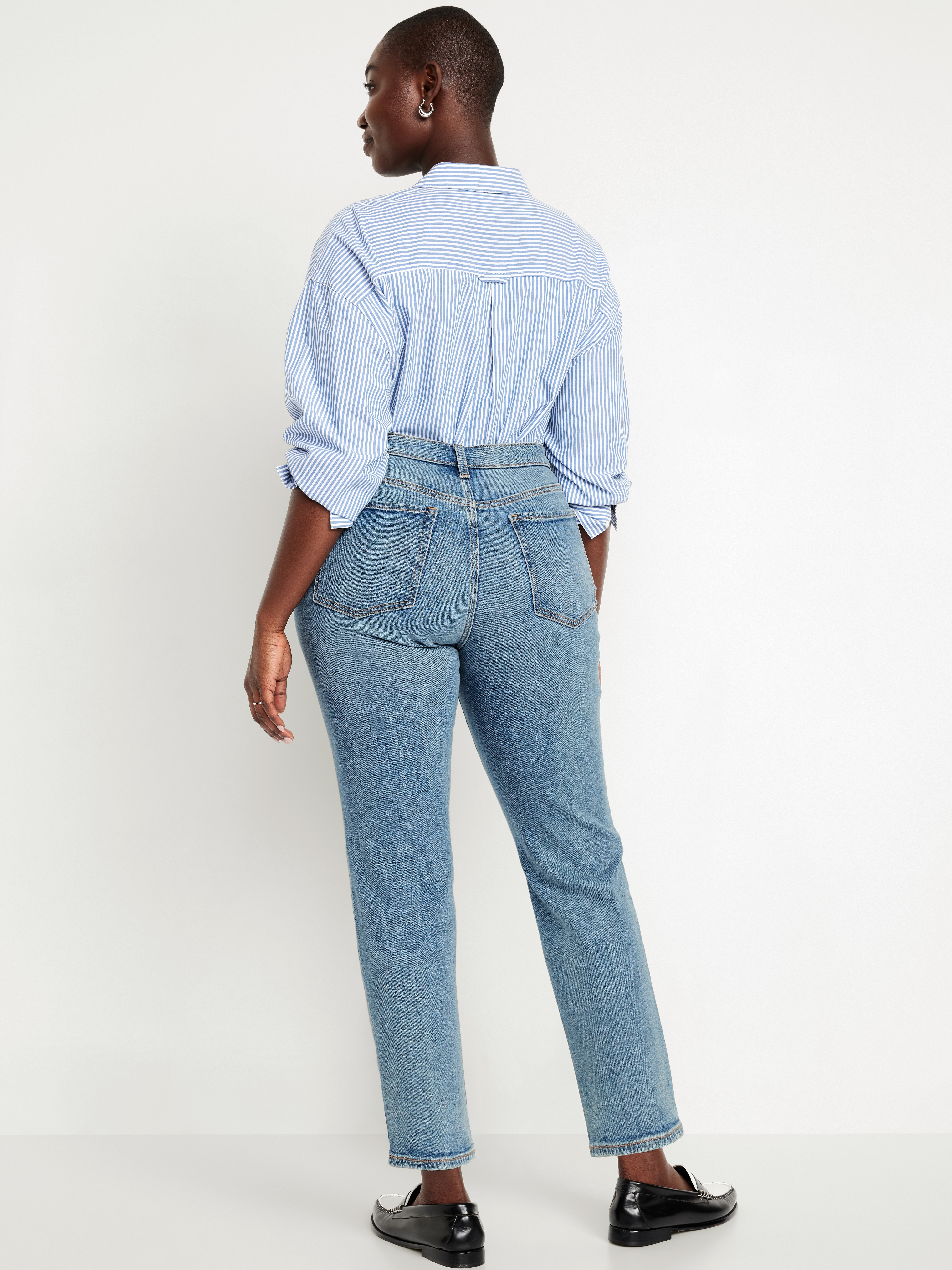 Curvy High-Waisted OG Straight Ankle Jeans - Ripped Medium - 5