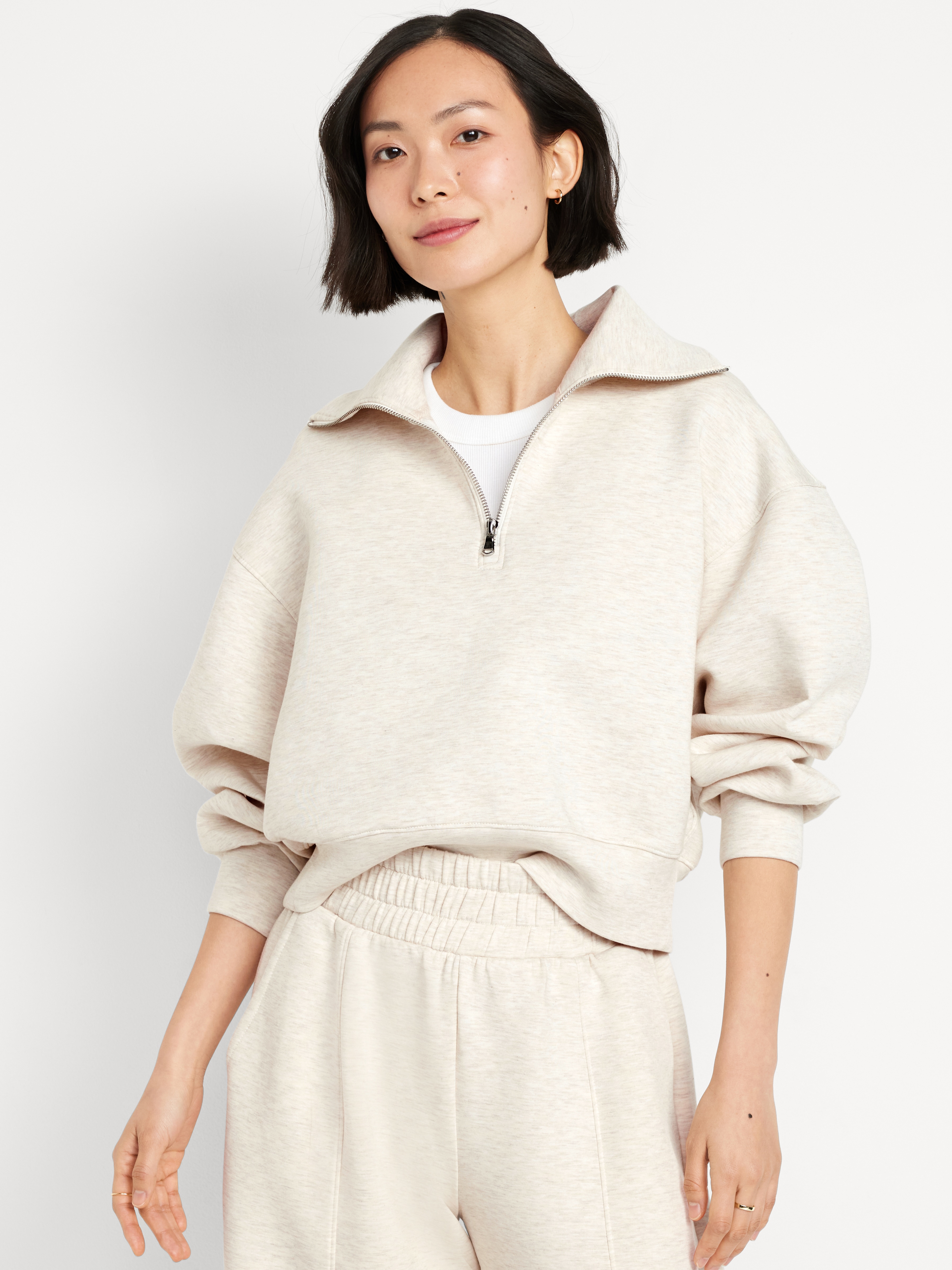 Bounce Fleece Half-Zip Pullover Sweatshirt - Oatmeal Heather - 1