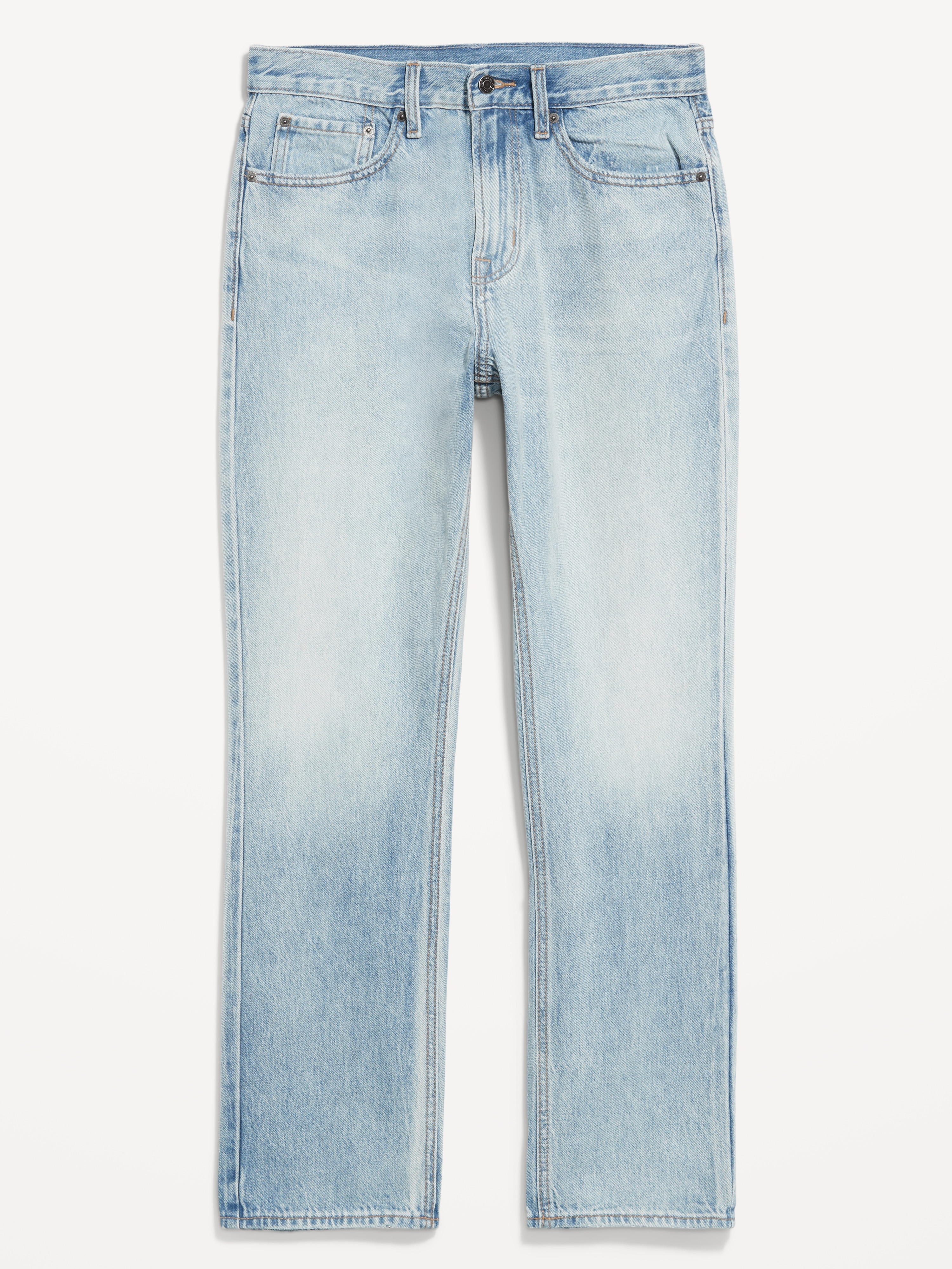 Structured Straight Non-Stretch Jeans - Light Wash - 4