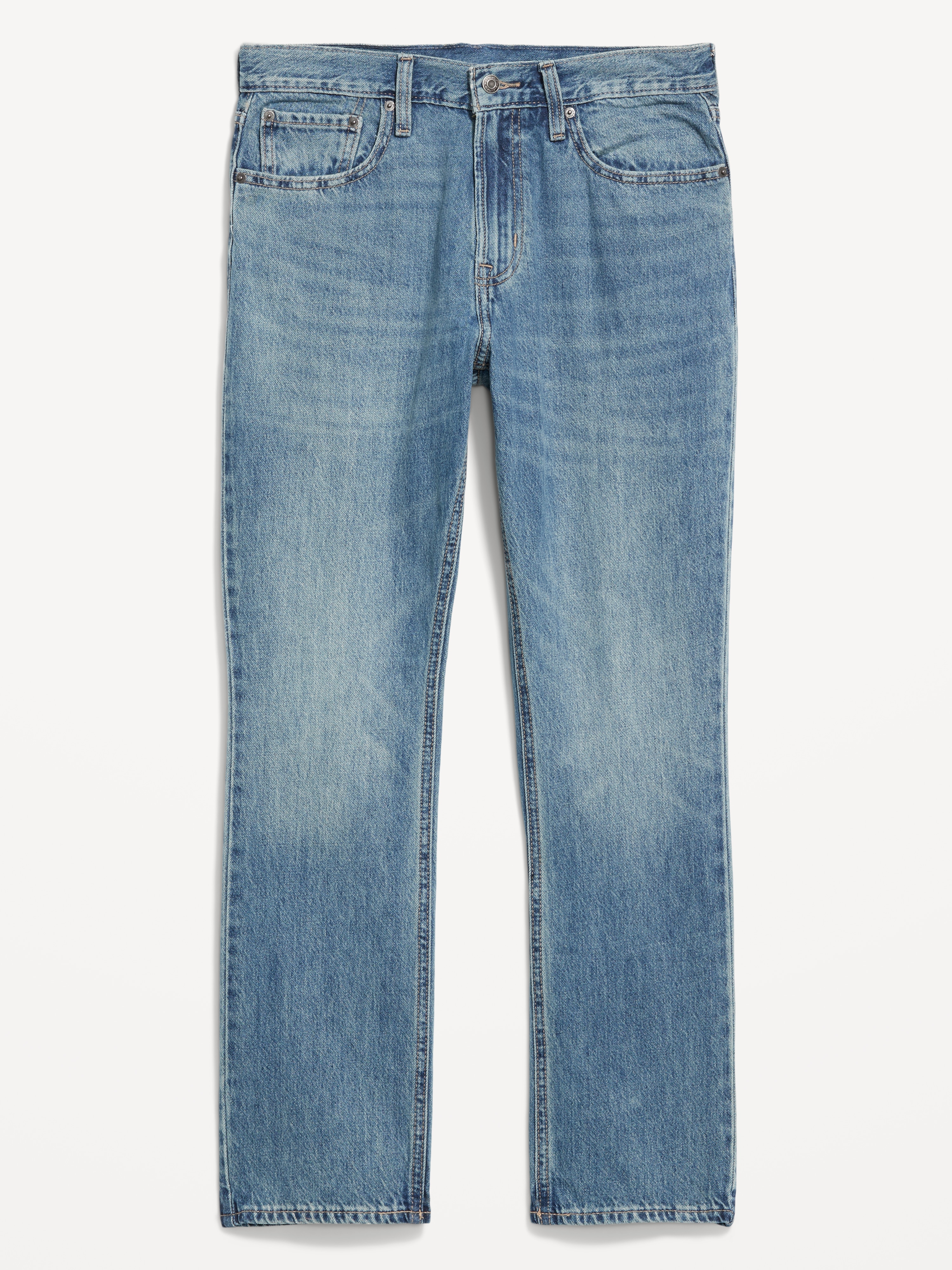 Structured Straight Non-Stretch Jeans - Medium Wash - 4