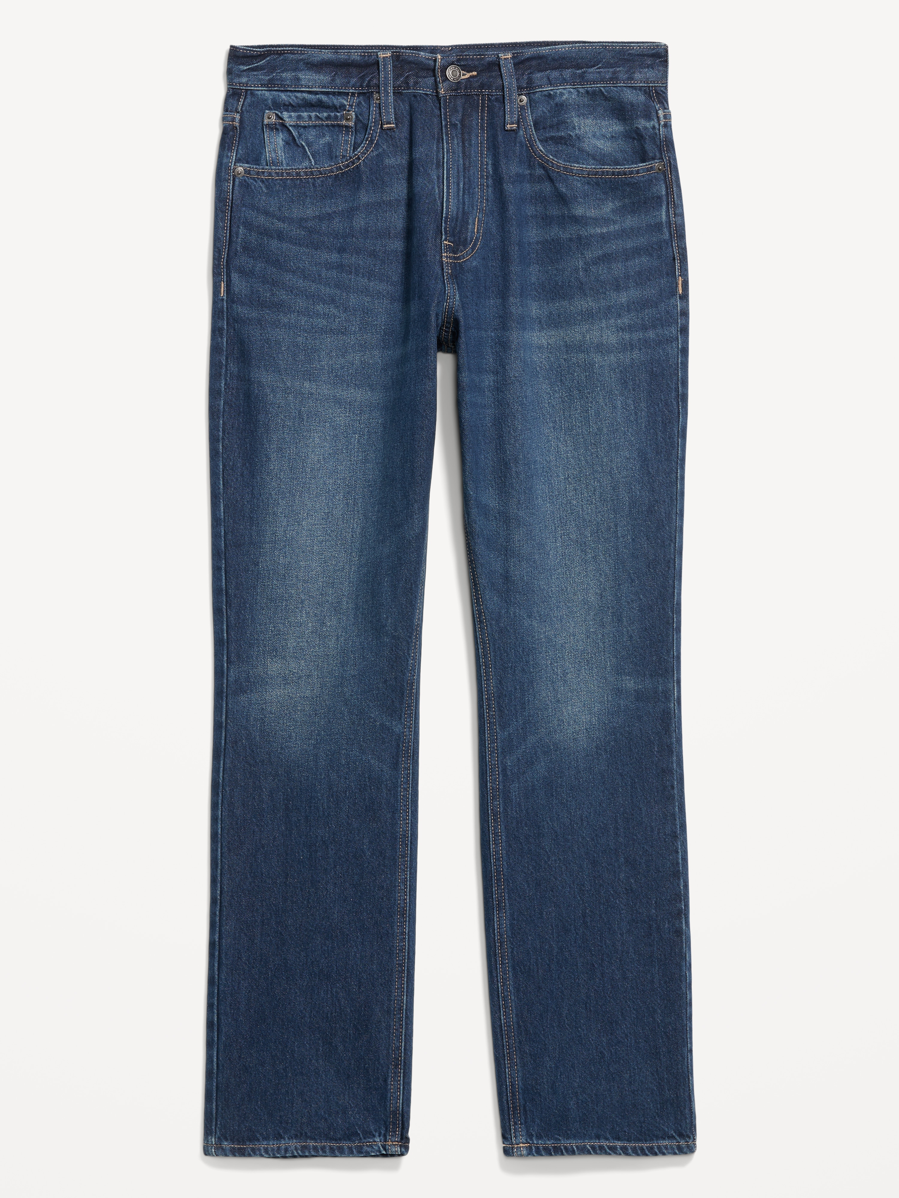 Structured Straight Non-Stretch Jeans - Dark Wash - 4