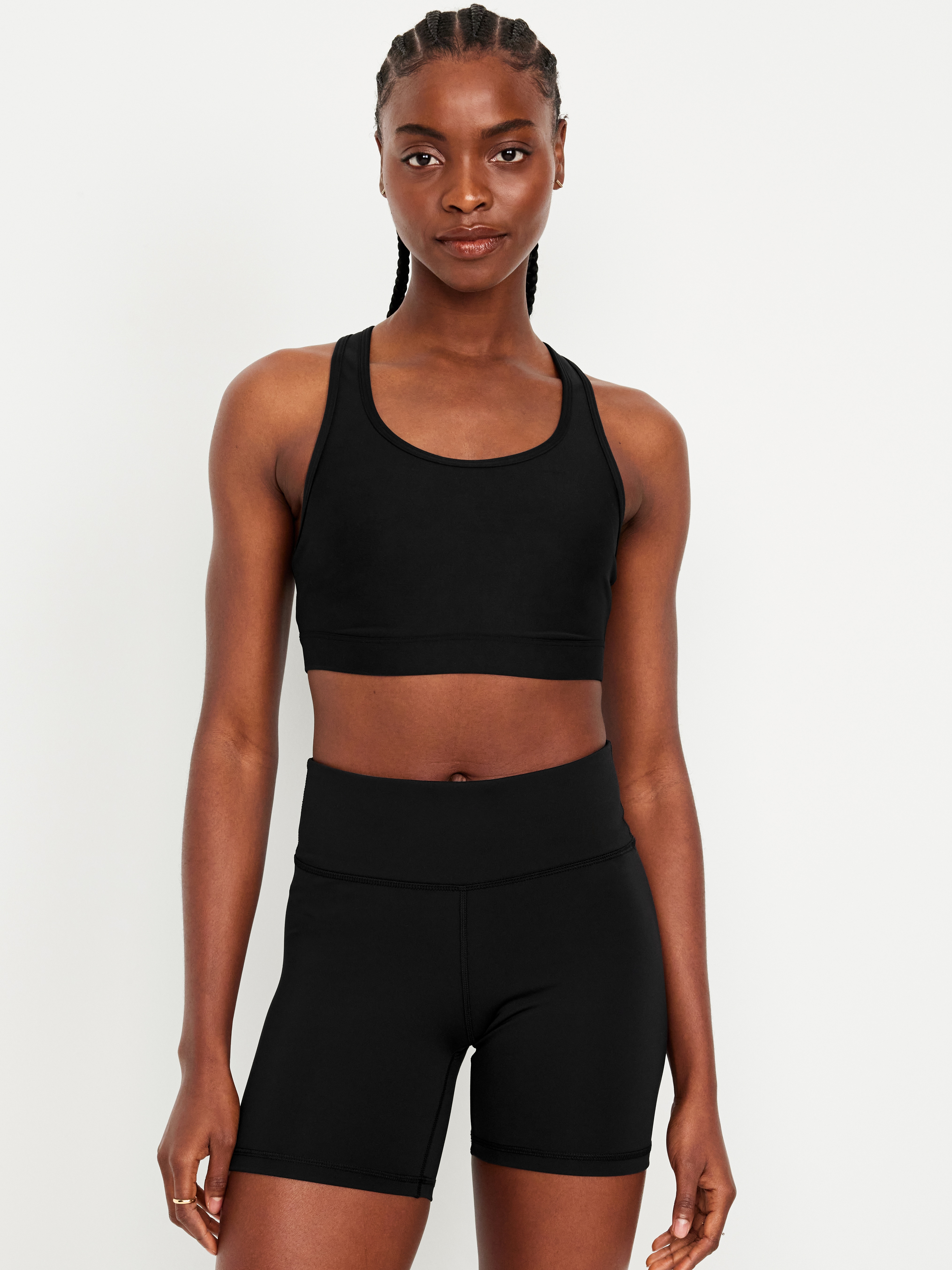 Medium Support PowerSoft Racerback Sports Bra - Black Jack - 1