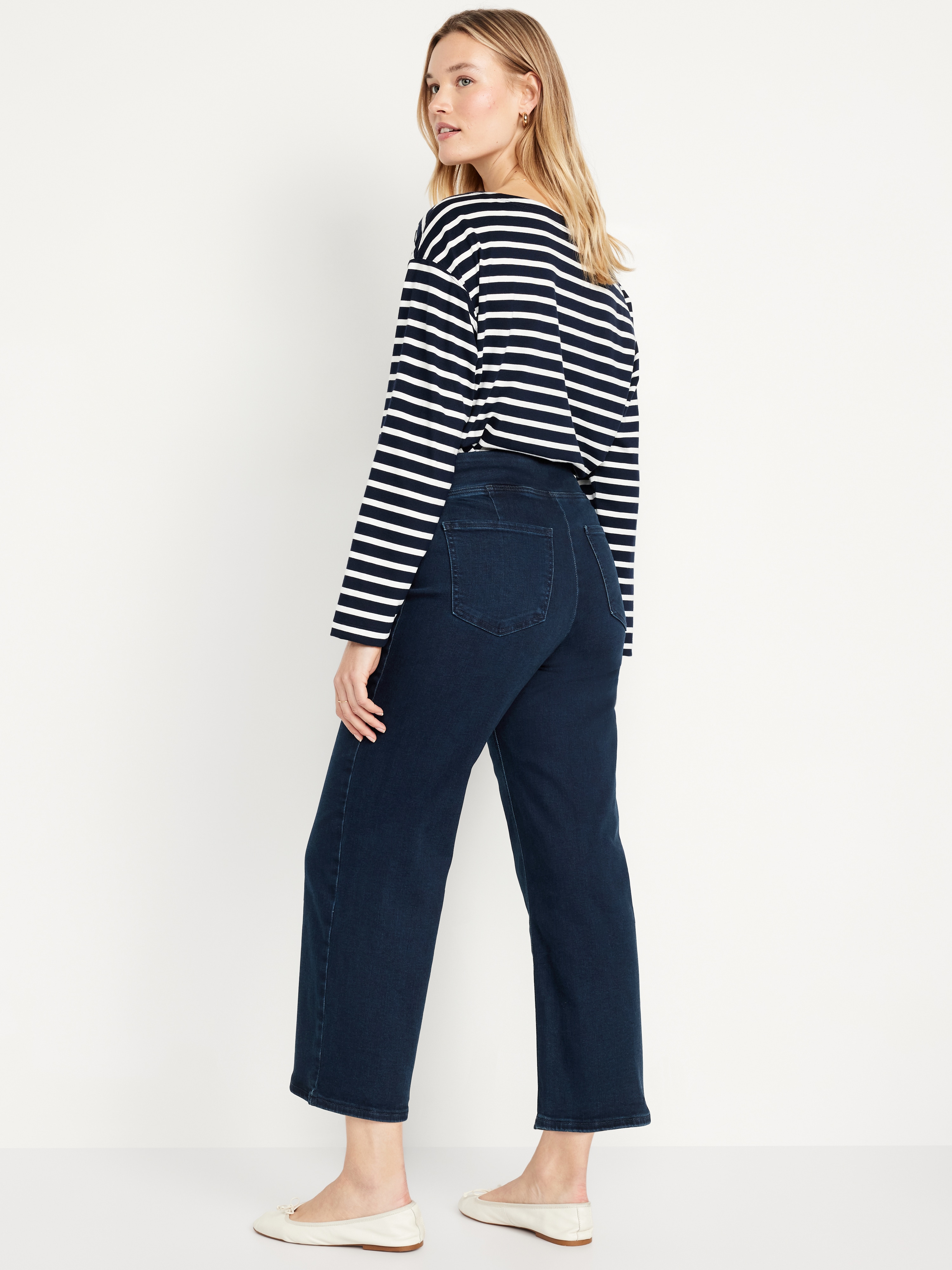 High-Waisted Weekender Pull-On Crop Wide-Leg Jeans - Isabella Turquoise - 5