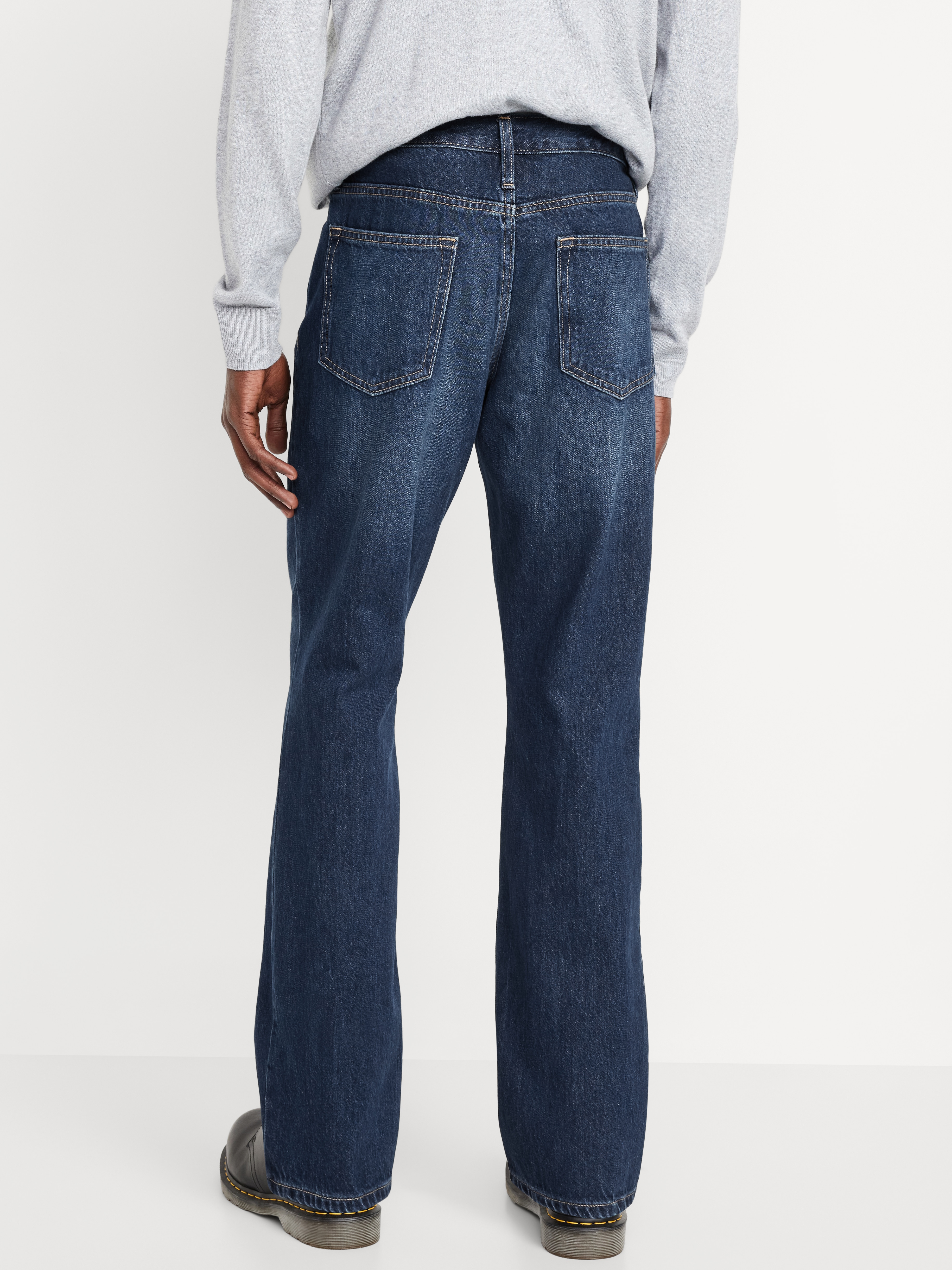 Structured Straight Non-Stretch Jeans - Dark Wash - 2