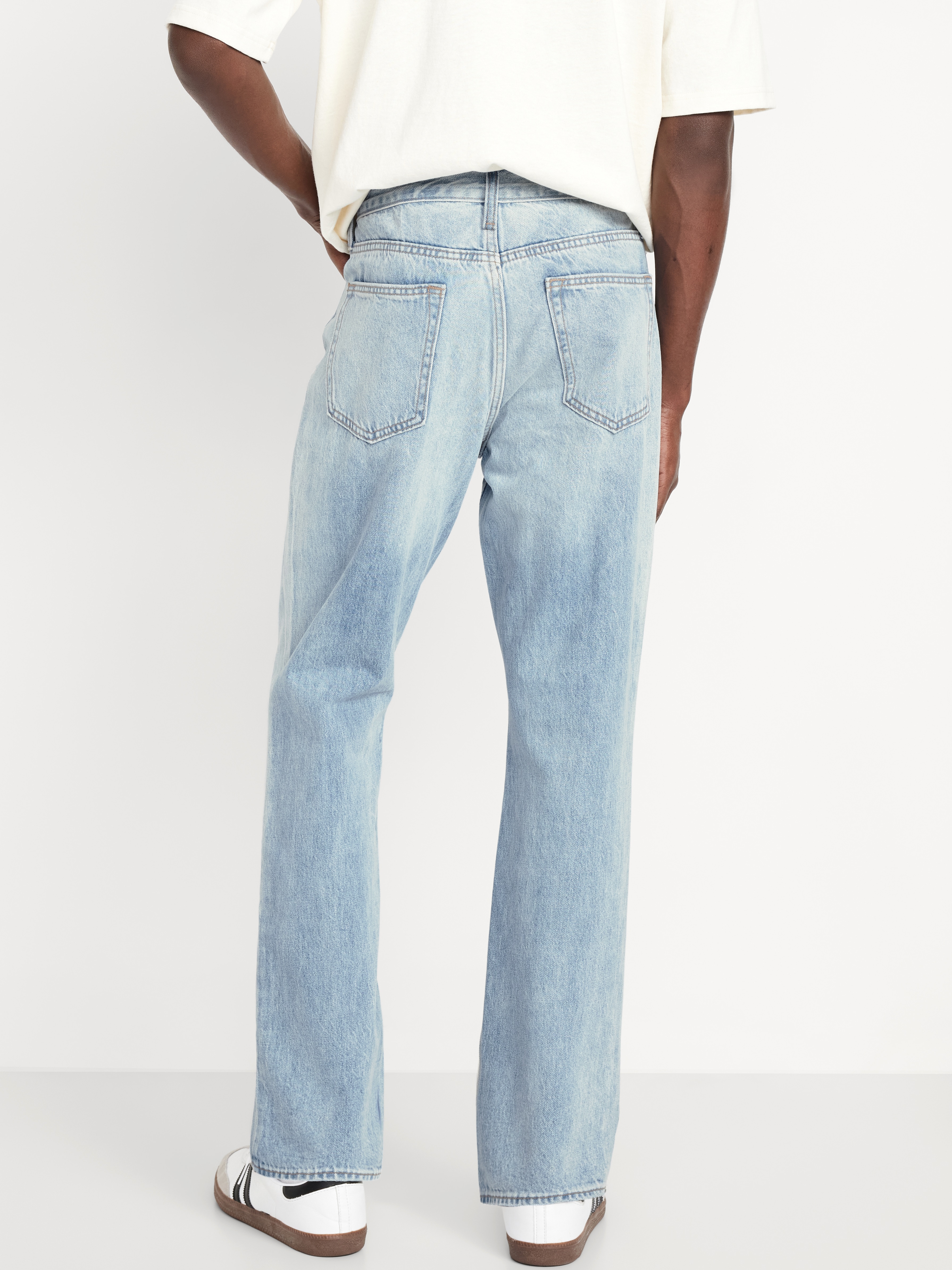 Structured Straight Non-Stretch Jeans - Light Wash - 2