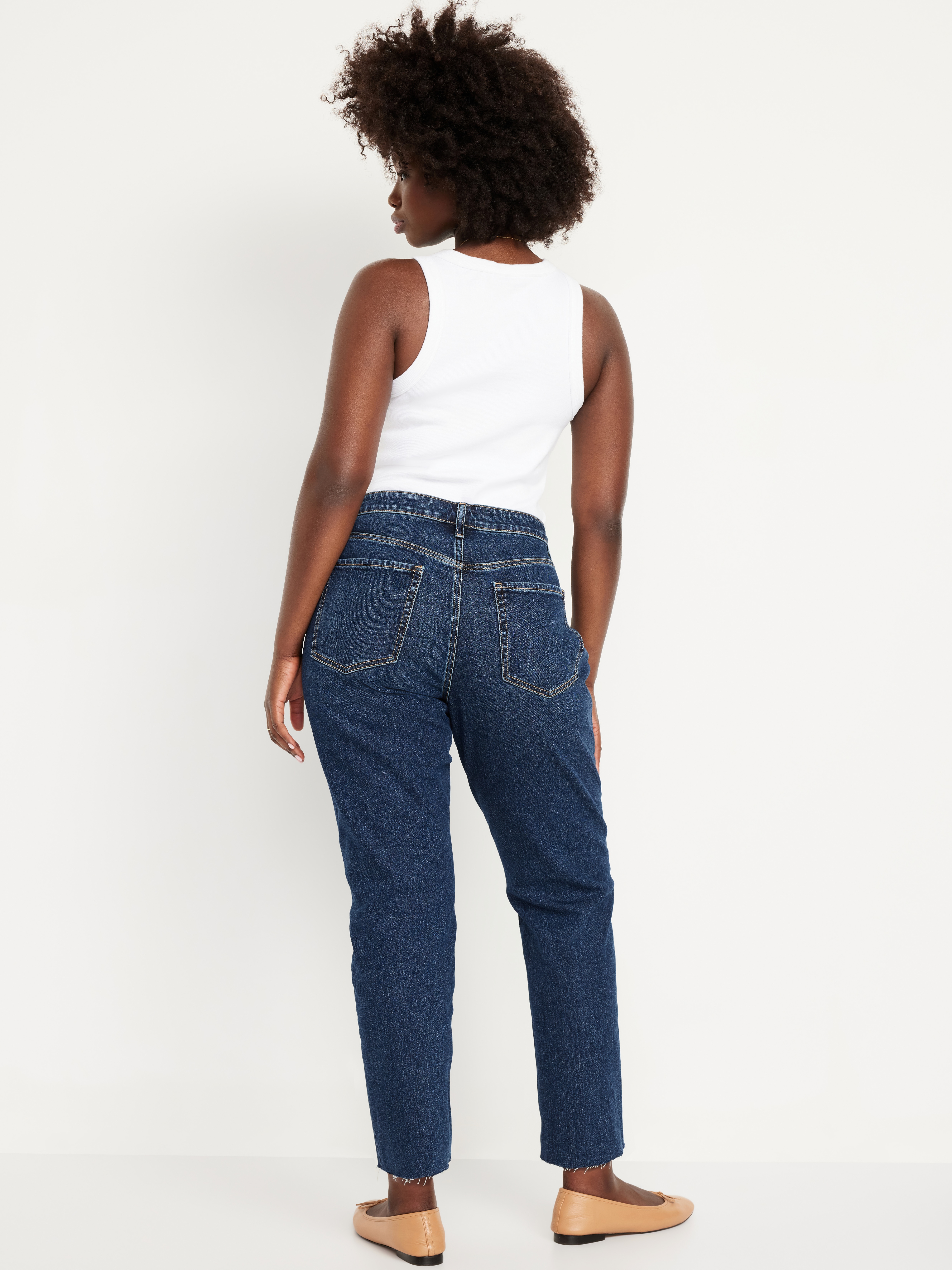 Curvy High-Waisted OG Straight Ankle Jeans - Dark Wash Cutoff - 5