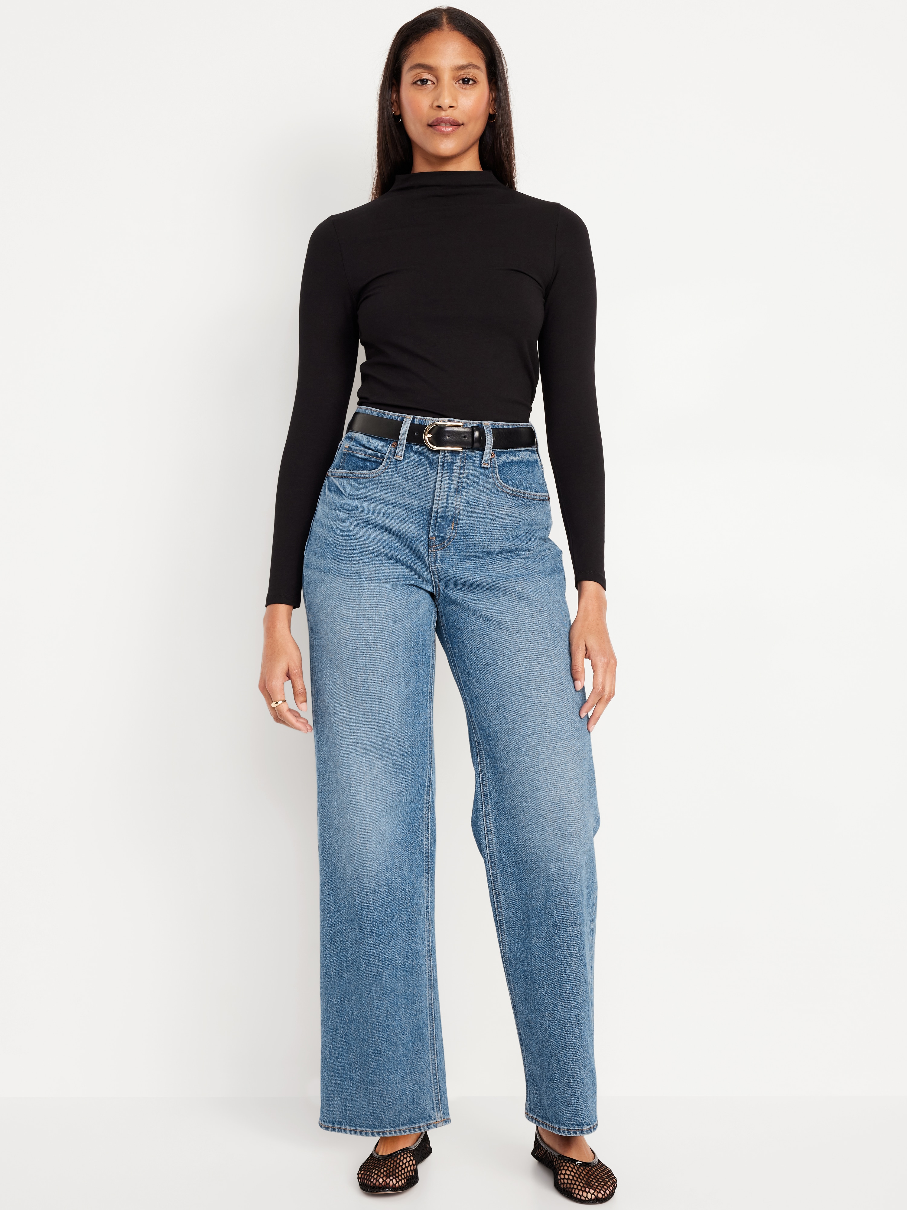 Curvy Extra High-Waisted Wide-Leg Jeans - Medium Wash - 1