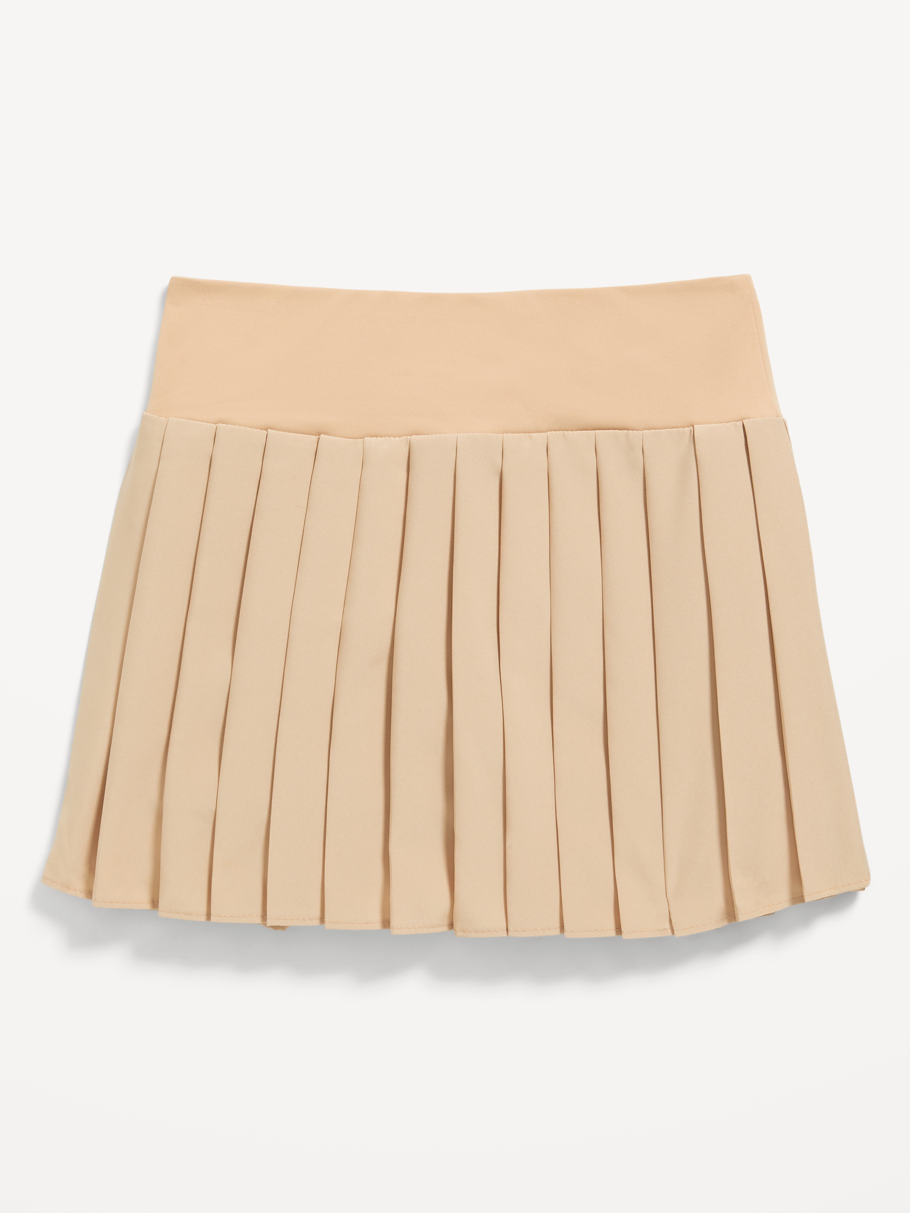 High-Waisted Pleated Performance Skort for Girls - Rolled Oats - 1