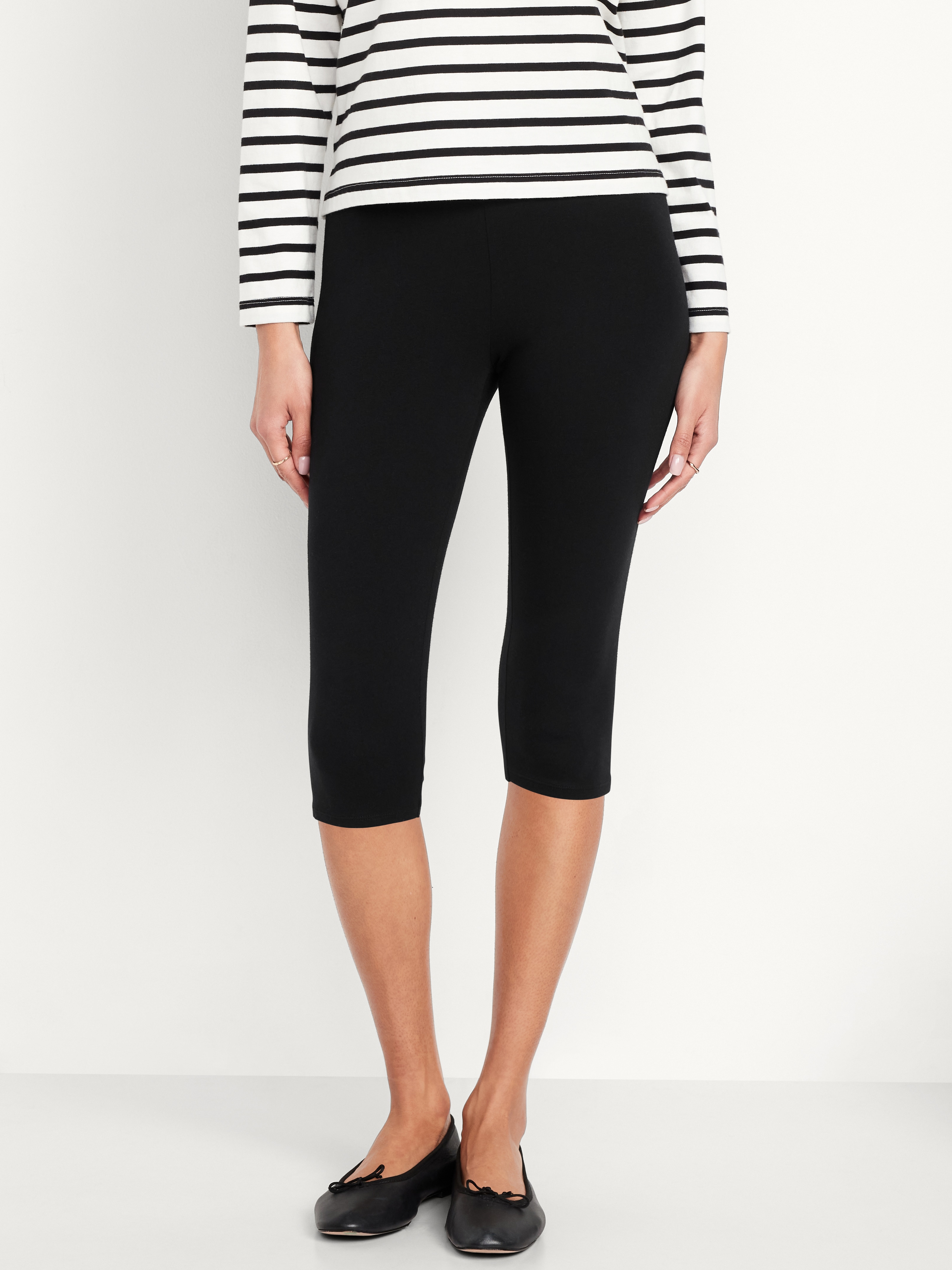 High-Waisted Fashion Layering Capri Legging - Black Jack - 1