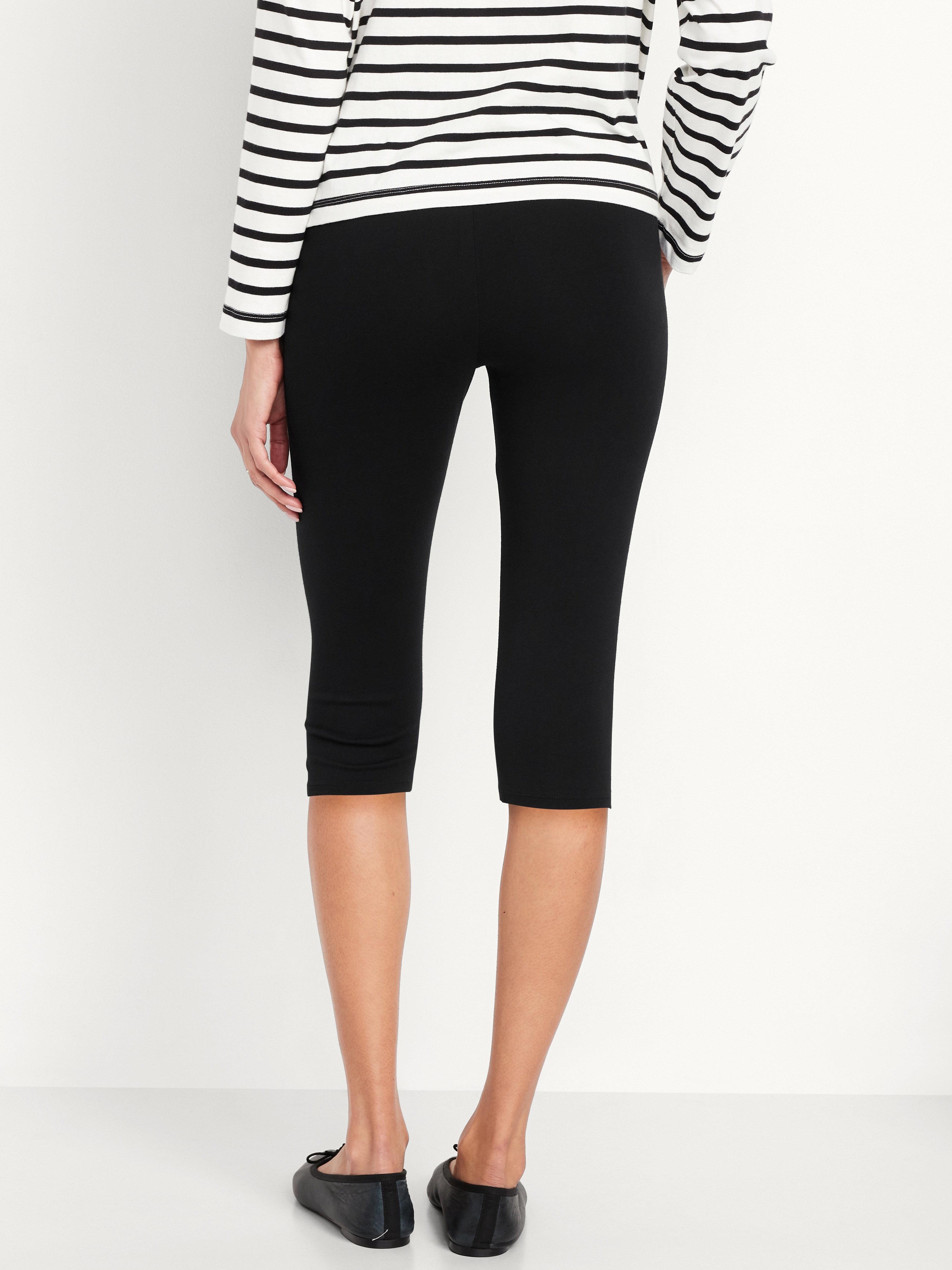 High-Waisted Fashion Layering Capri Legging - Black Jack - 2
