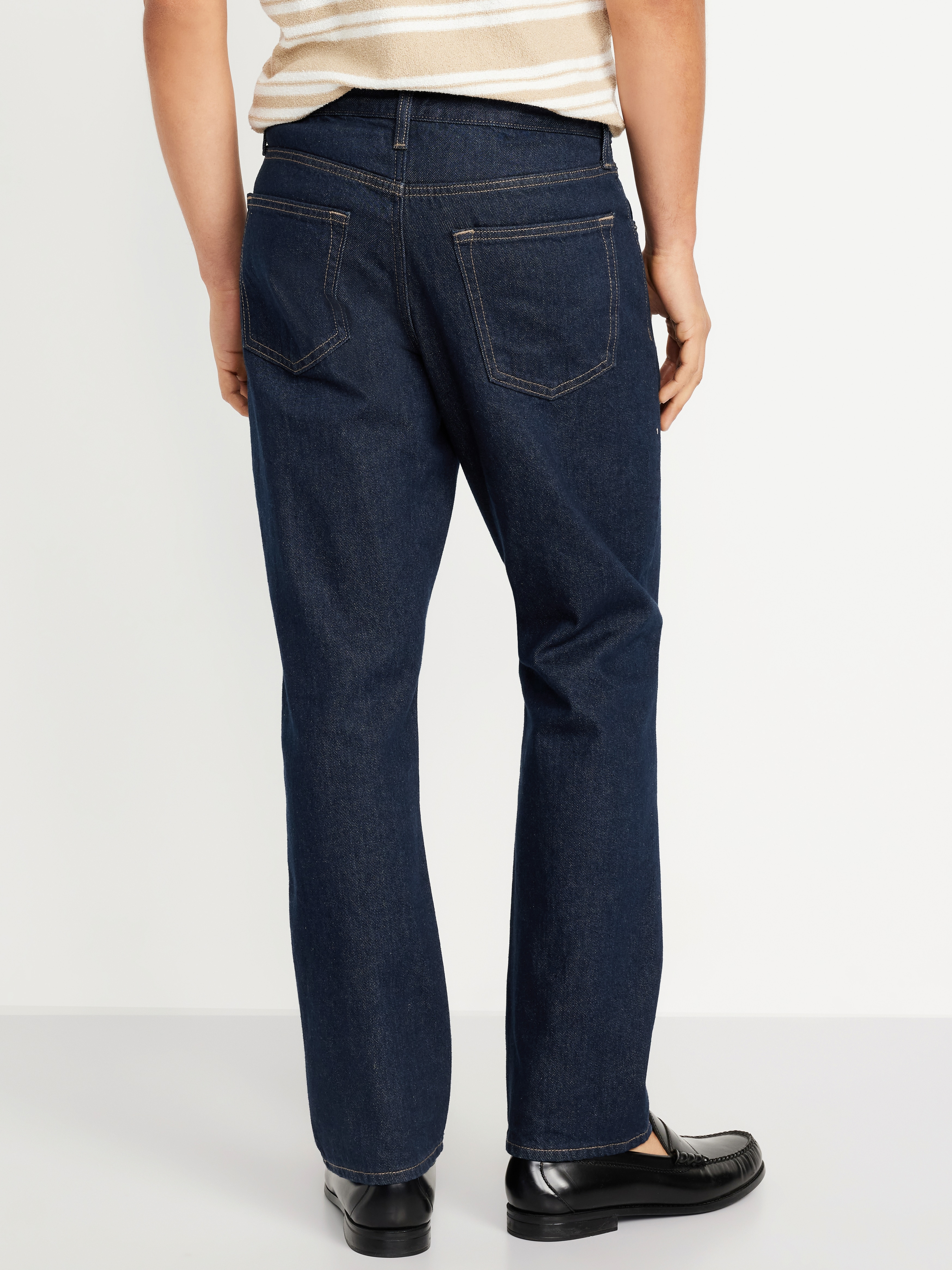Structured Straight Non-Stretch Jeans - Dark Rinse - 2