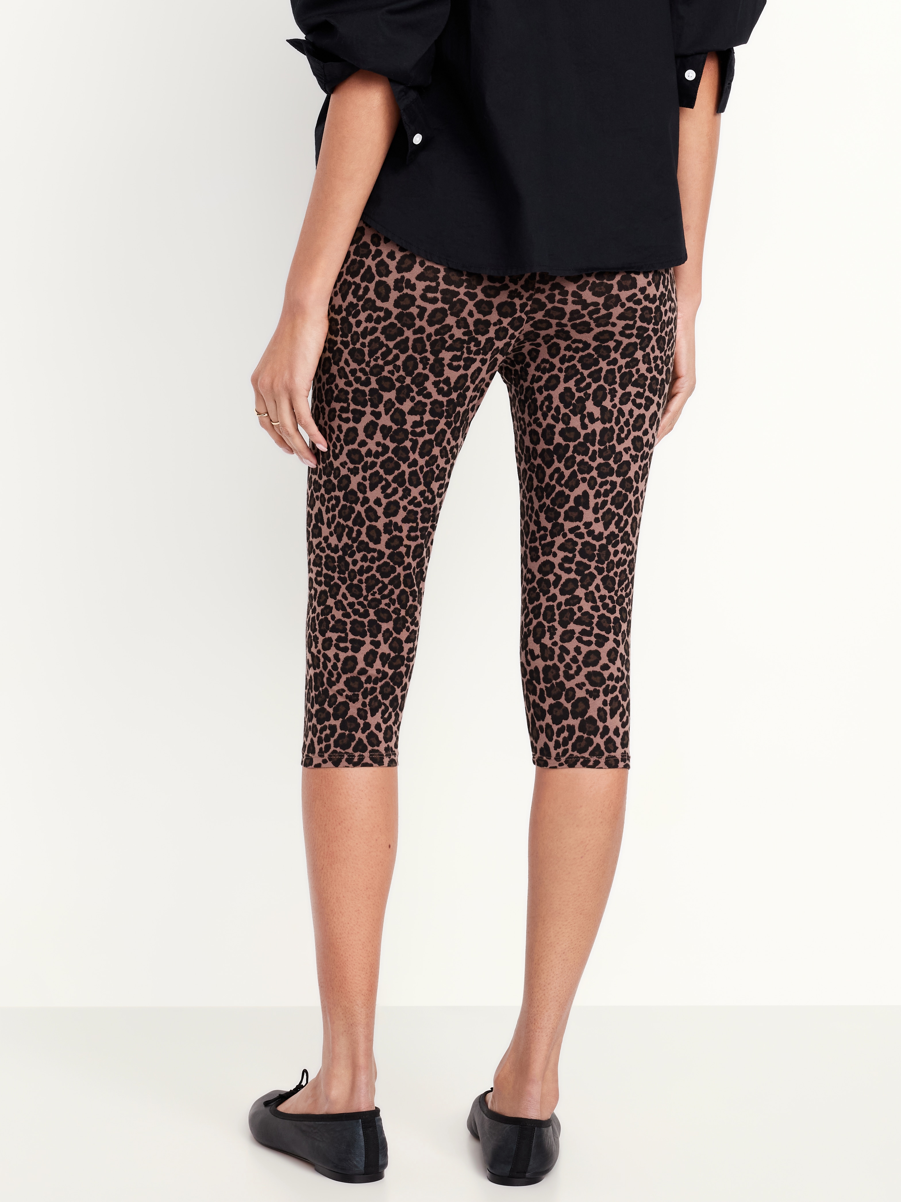 High-Waisted Fashion Layering Capri Legging - Cheetah - 2