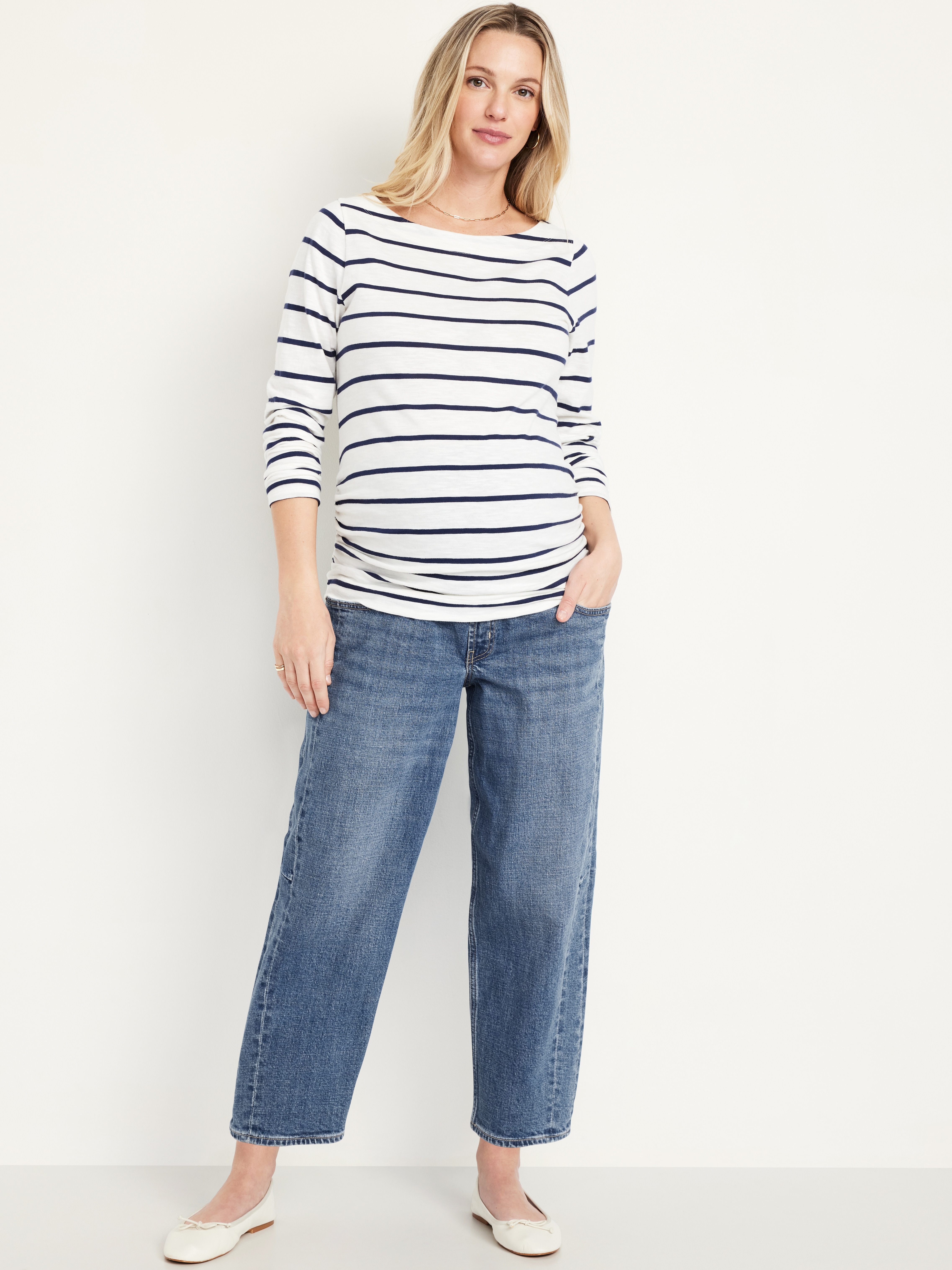 Maternity Full Panel Barrel Ankle Jeans - Pansy - 1