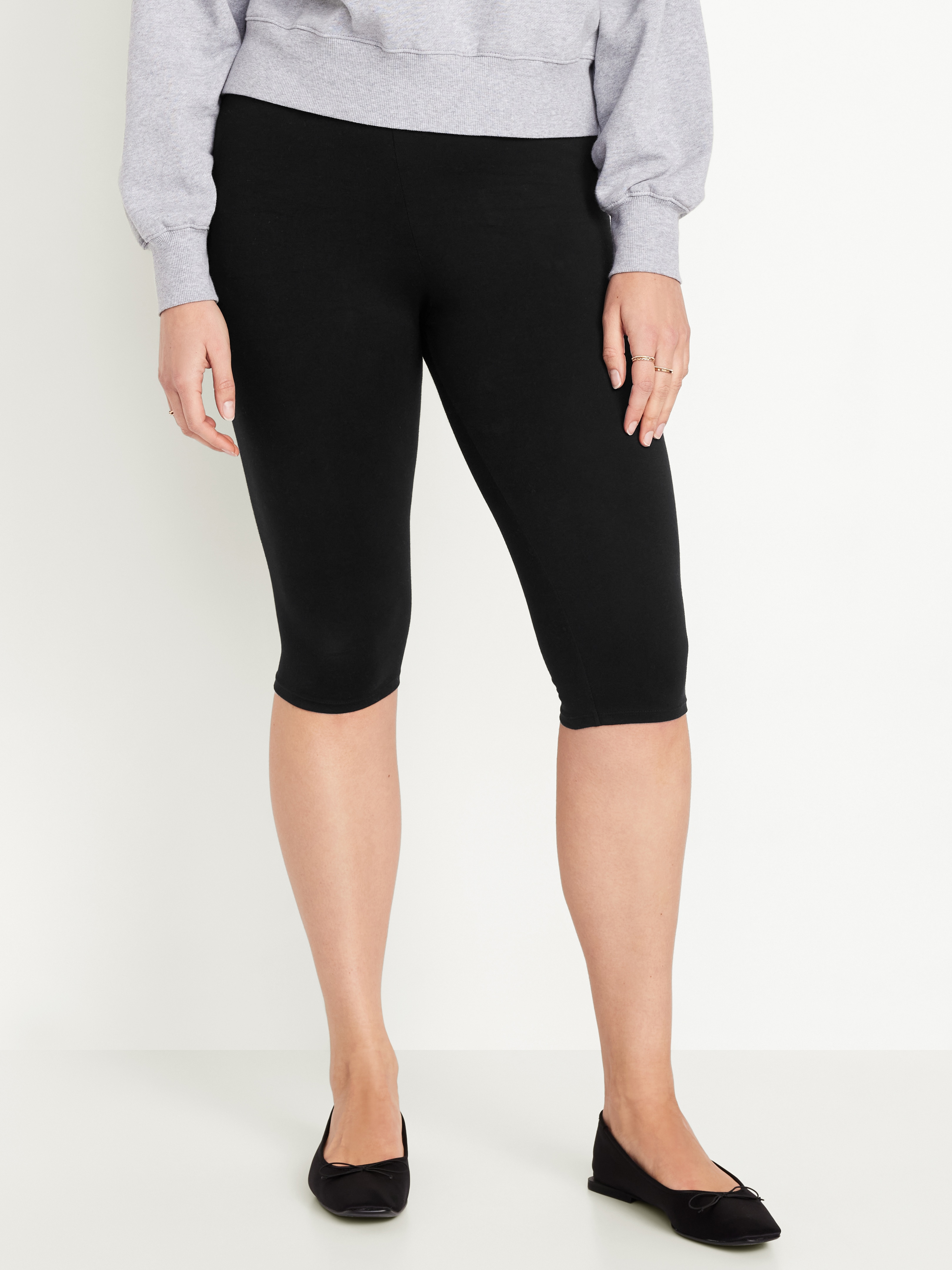 High-Waisted Fashion Layering Capri Legging - Black Jack - 4