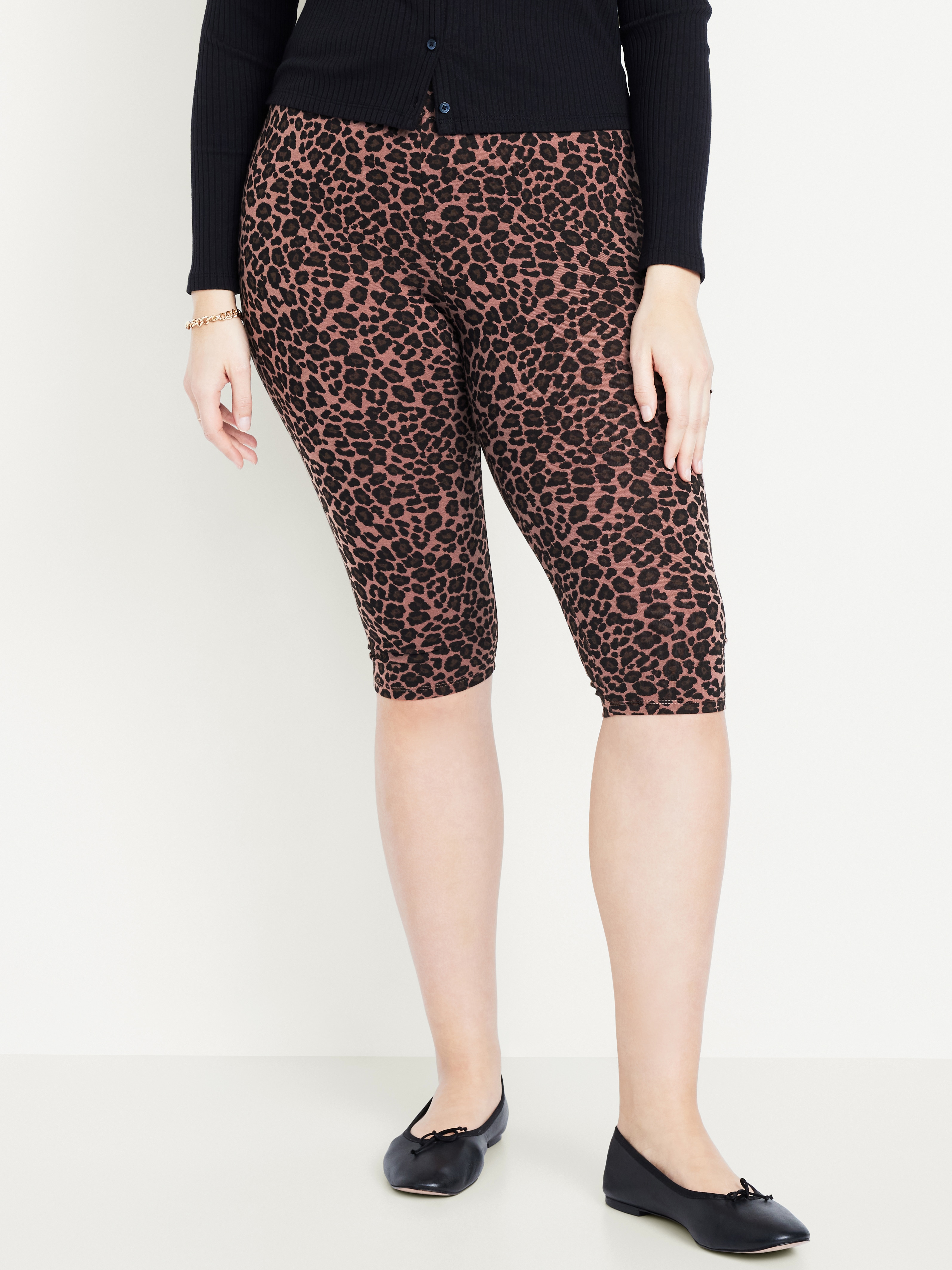 High-Waisted Fashion Layering Capri Legging - Cheetah - 4