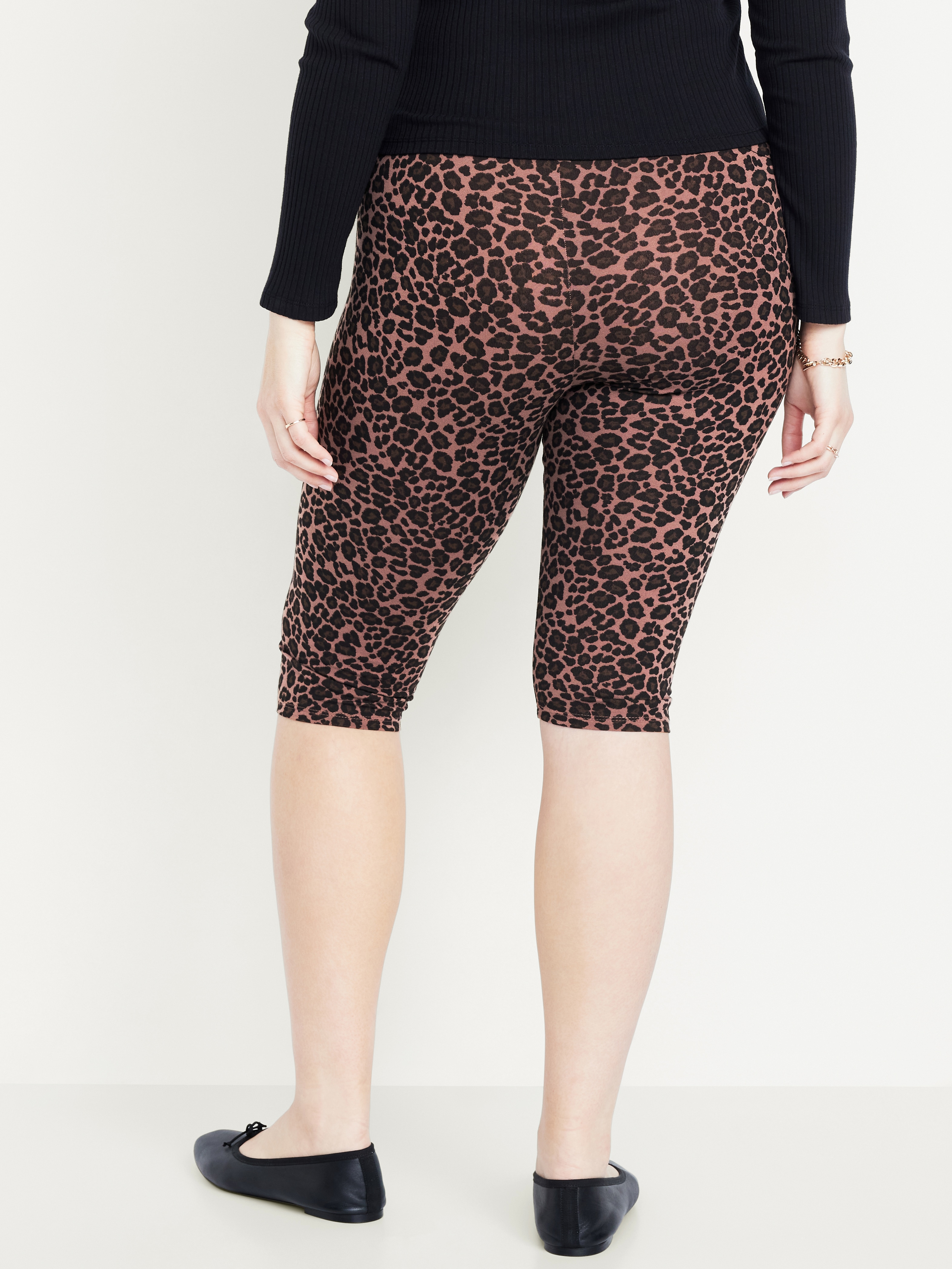 High-Waisted Fashion Layering Capri Legging - Cheetah - 5