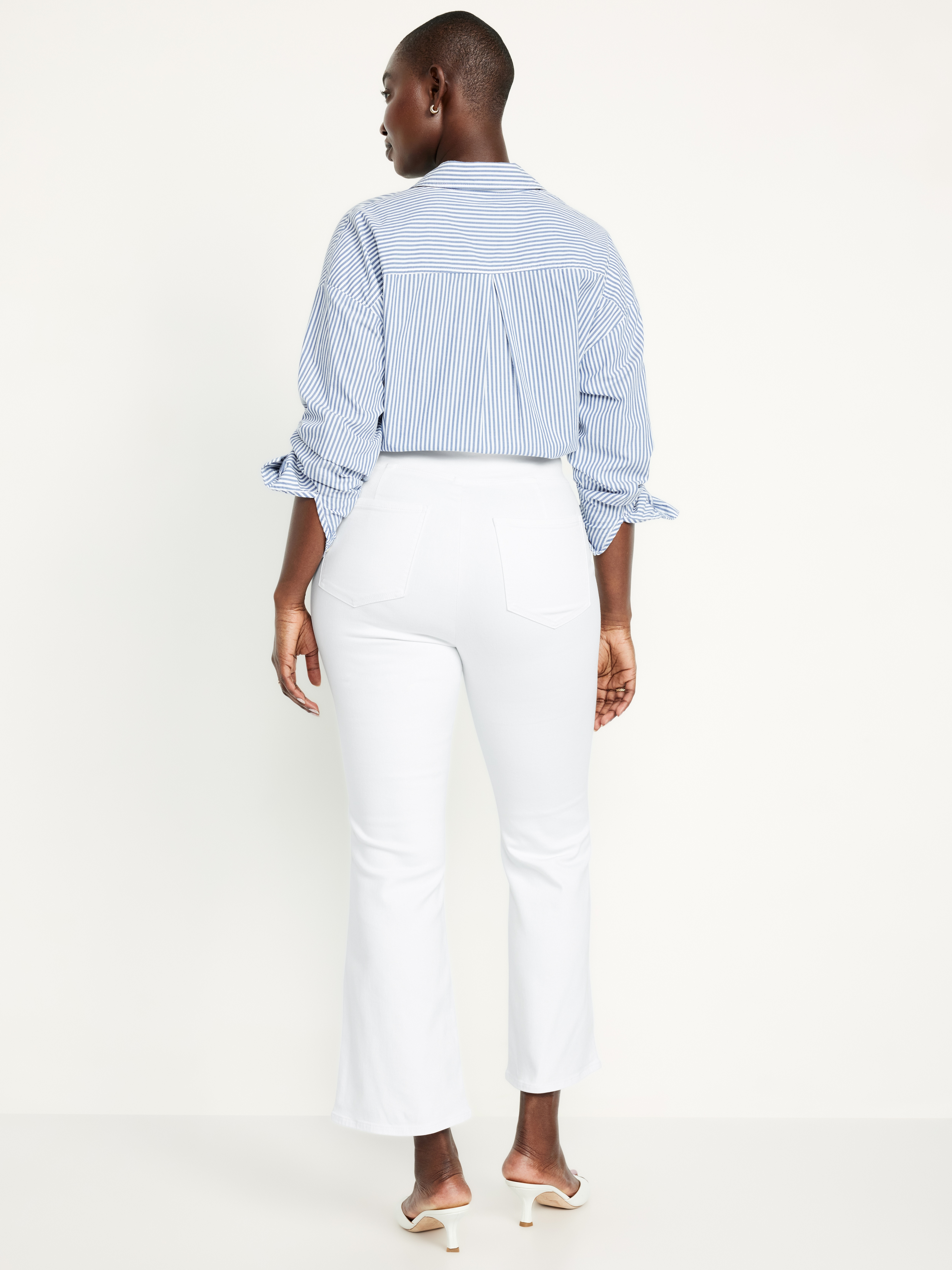 High-Waisted Weekender Pull-On Crop Flare Jeans - White Wash - 5