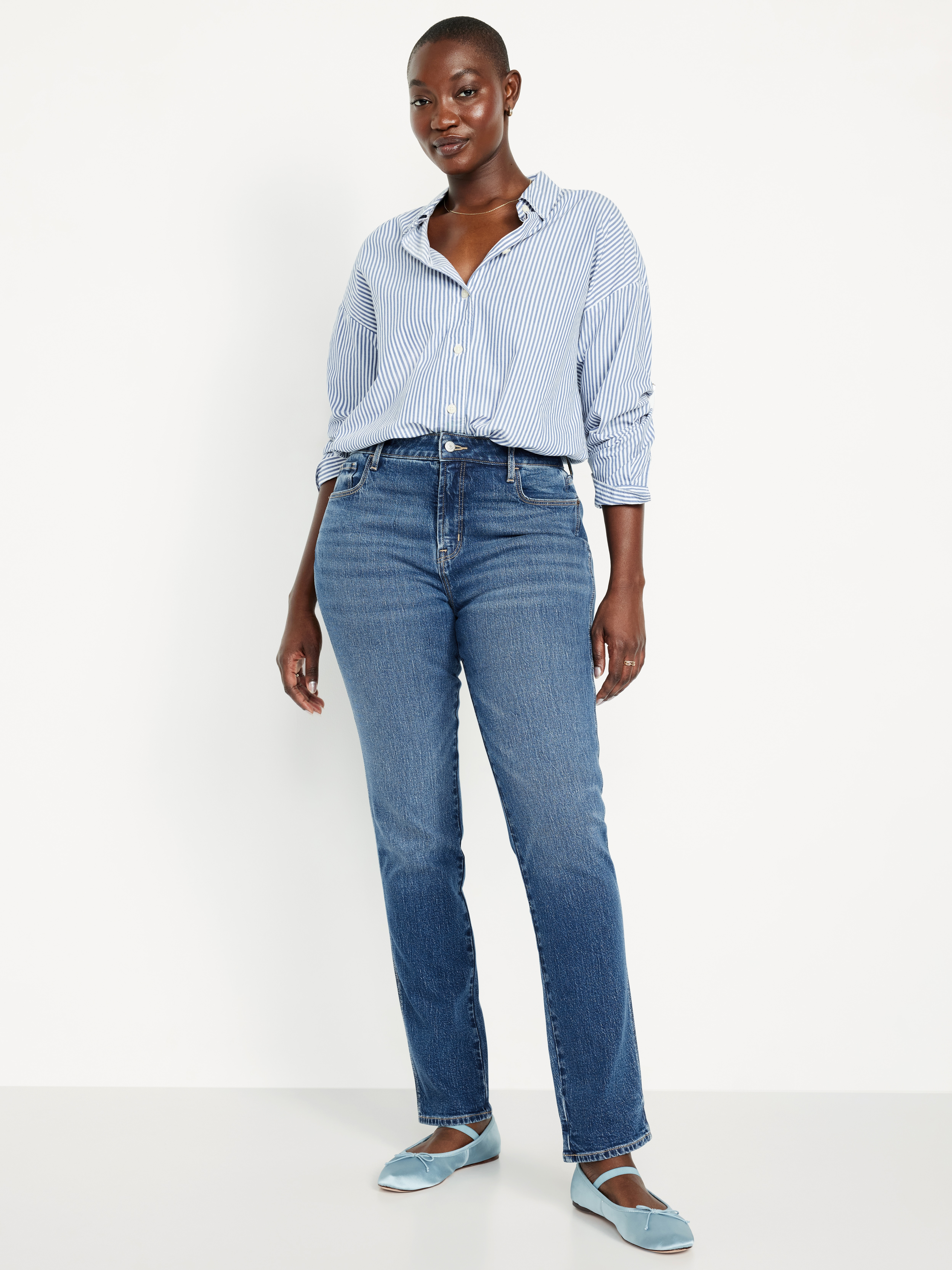 High-Waisted Vintage Slim Jeans - Medium Indigo - 4