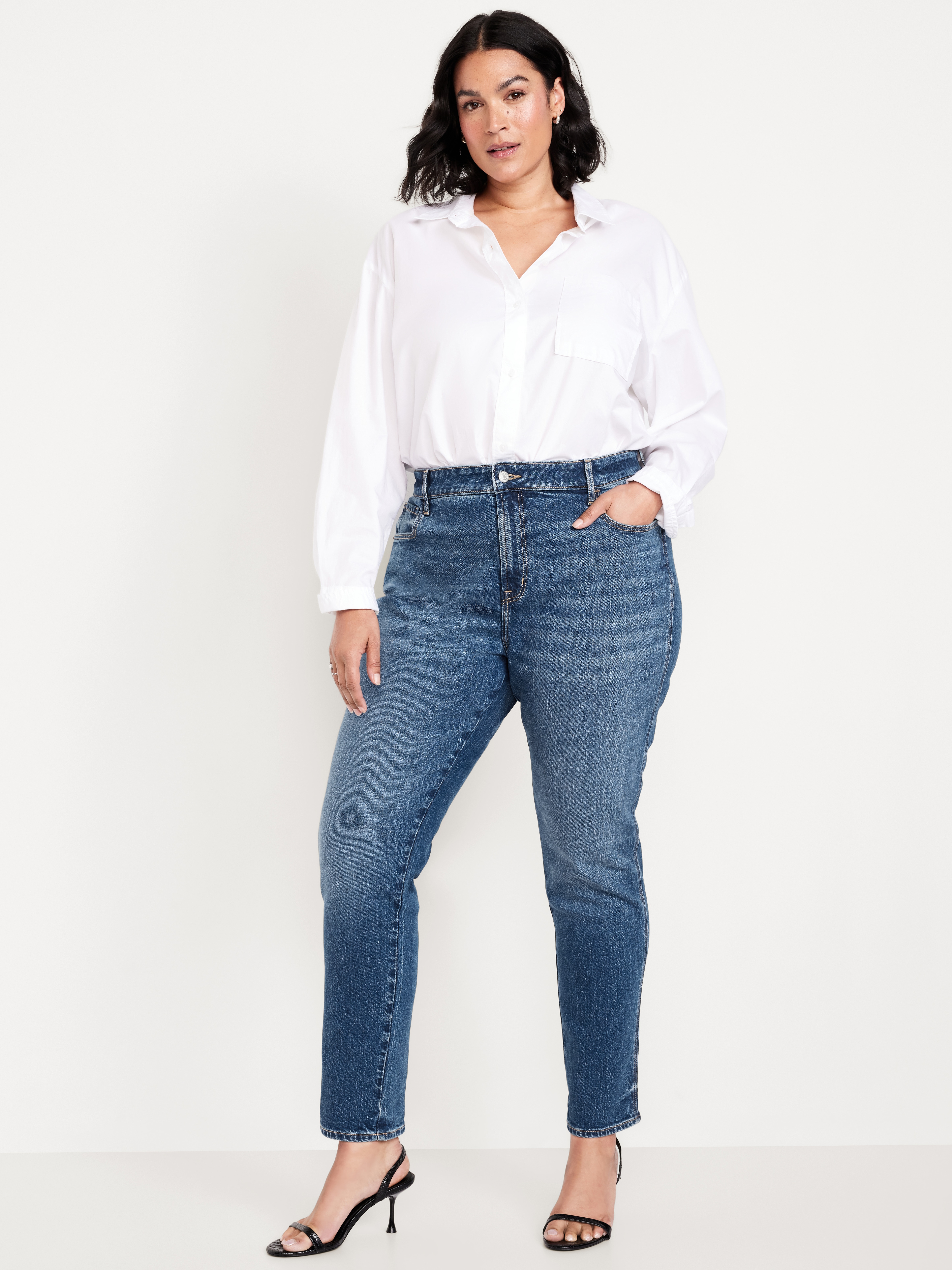 High-Waisted Vintage Slim Jeans - Medium Indigo - 6